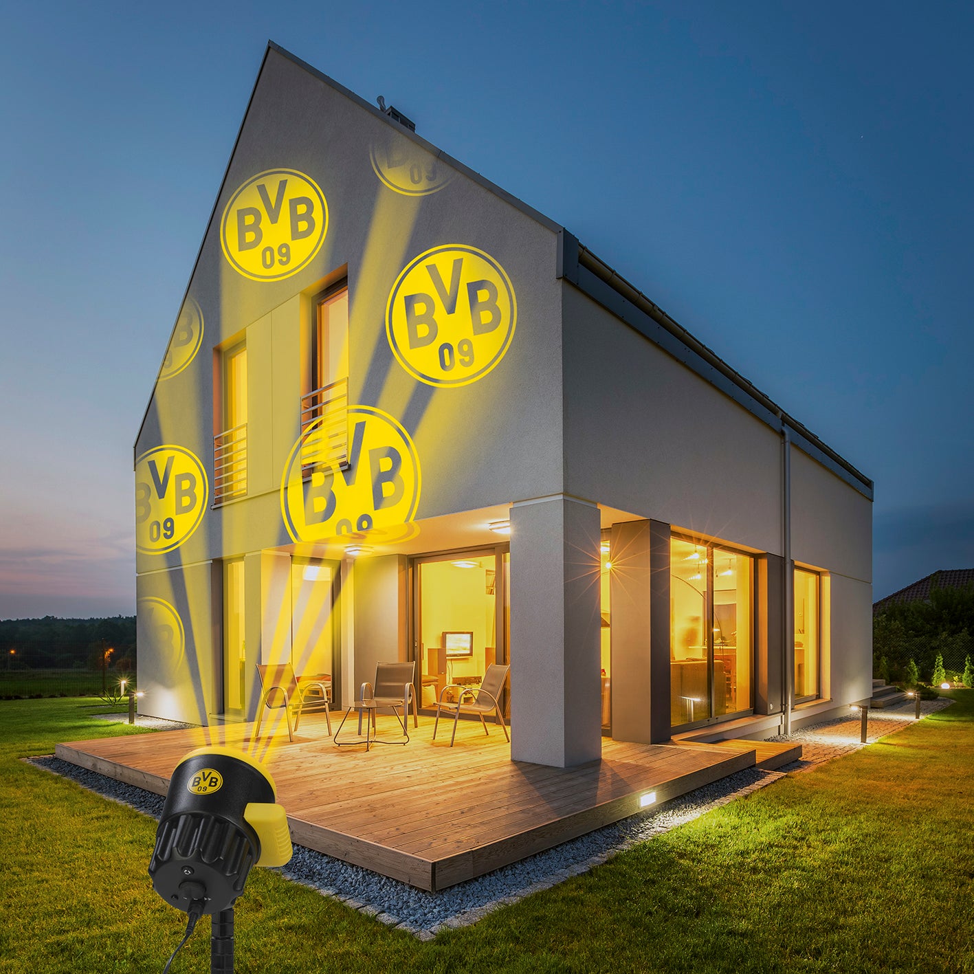 LED-Motivstrahler - Projiziert das BVB-Logo - Für innen & außen