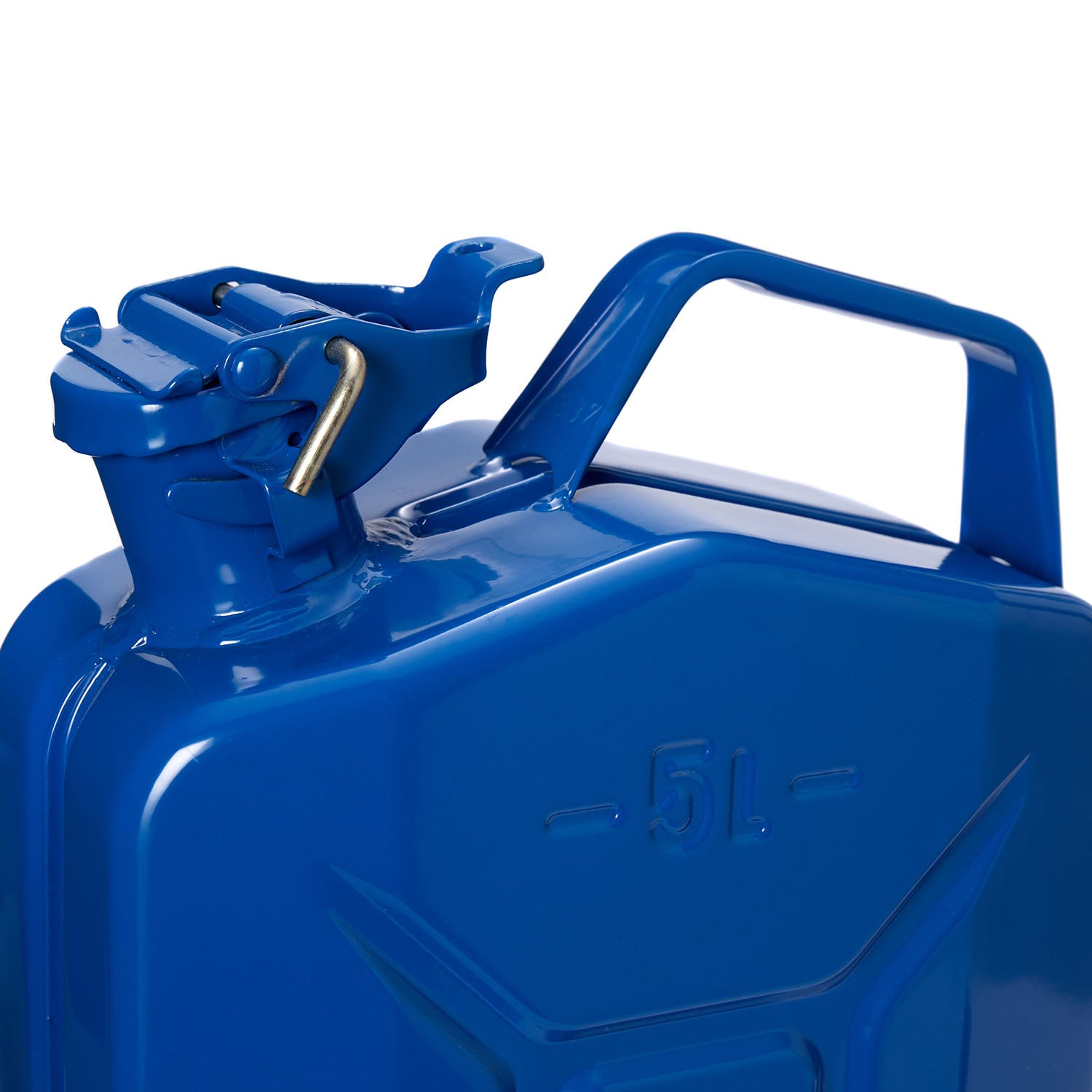 Metall-Kraftstoffkanister 5 Liter Blau aus Stahl, stoß- und feuerfest, mit korrosionsschutzbeschichtung für Diesel und Benzin.