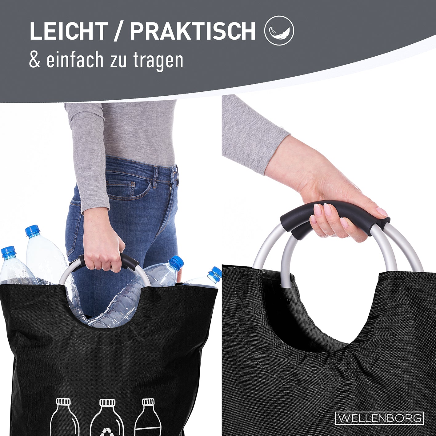 Faltbarer Pfandflaschen Sammelbehälter - Grau