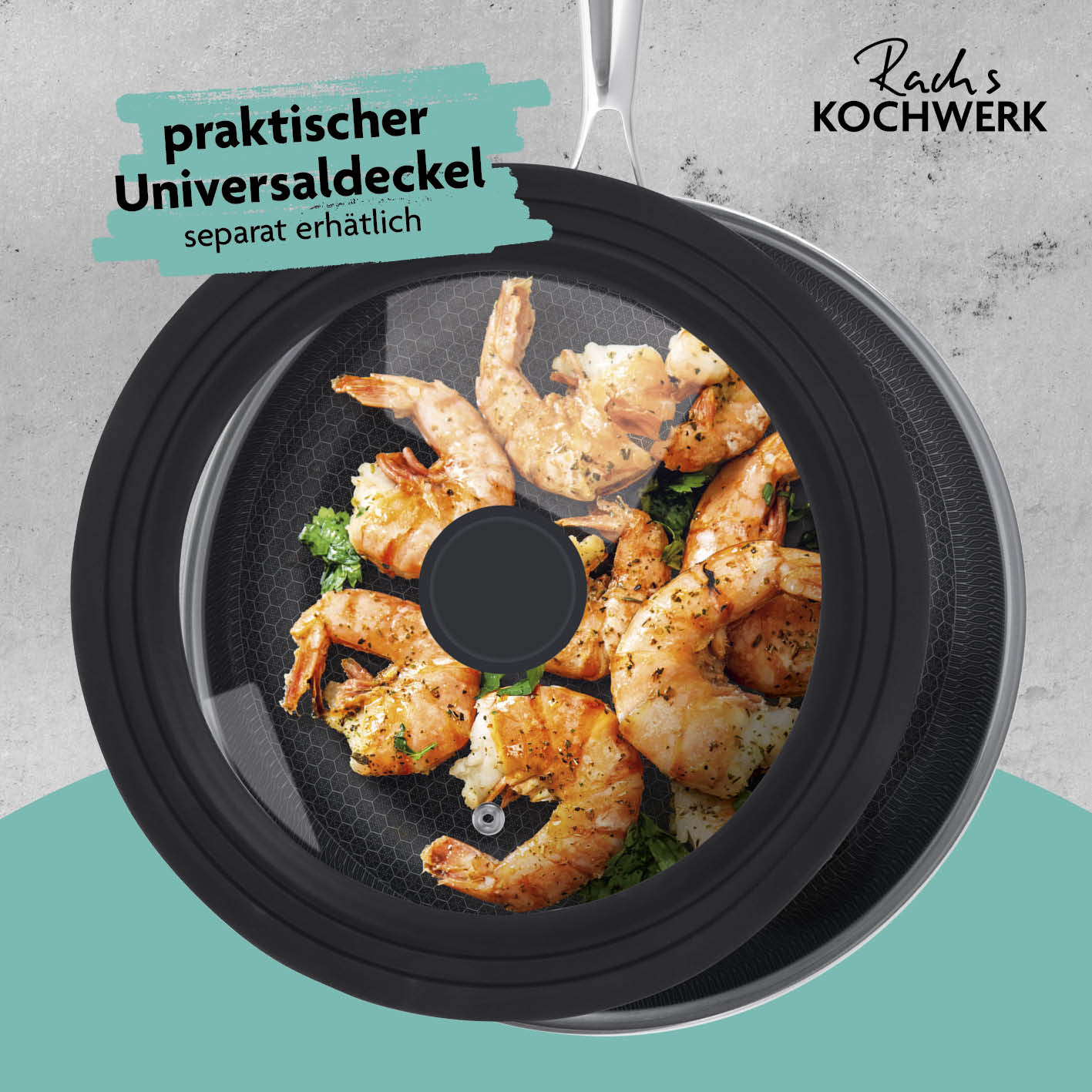 Edelstahl-Pfanne mit Wabenstruktur Ø 28 cm, kratzfest mit Antihaftbeschichtung, geeignet für alle Herdarten und fettarmes Braten.