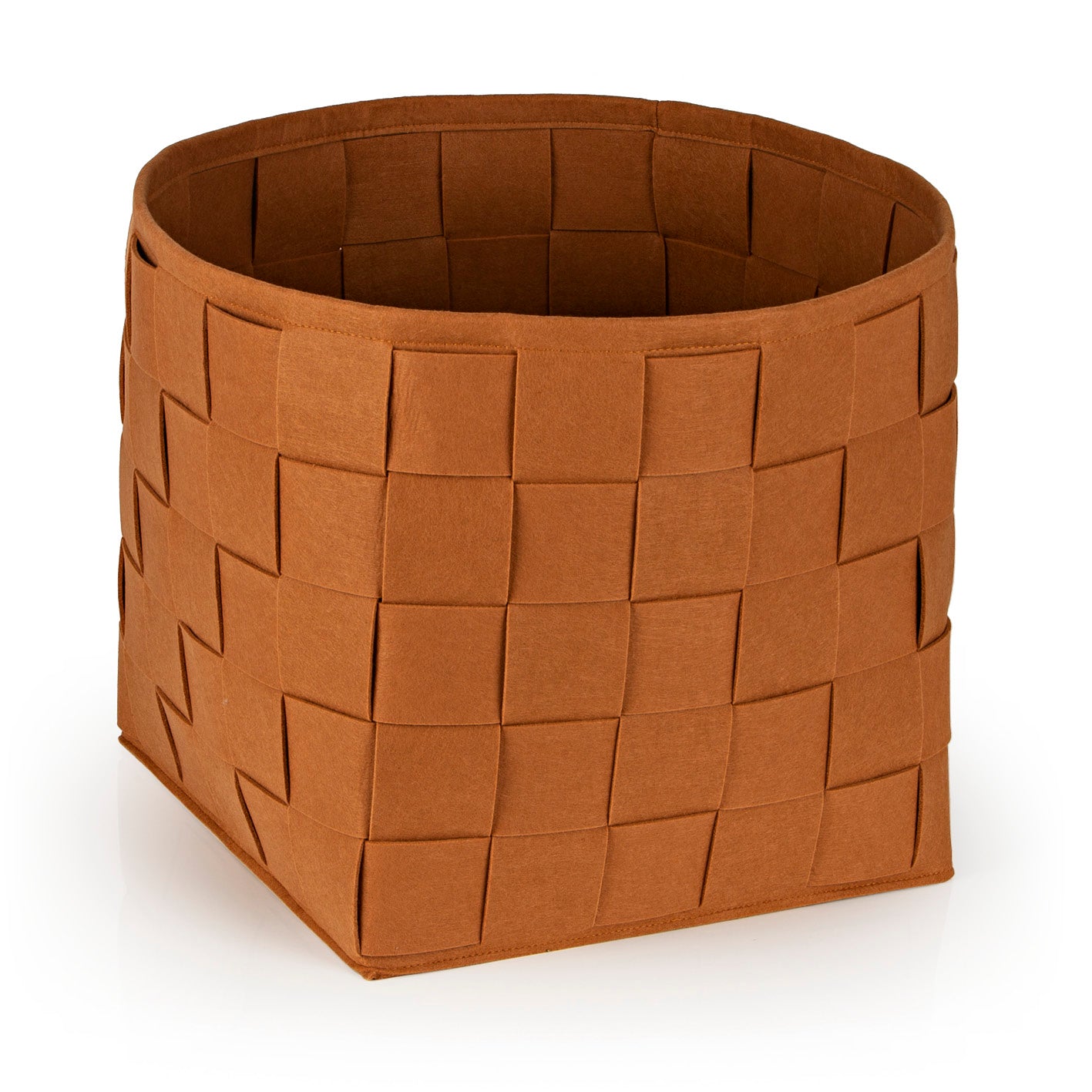 Filz-Aufbewahrungskorb L - 40 x 40 x 40 cm - Rost, moderner, faltbarer Filzkorb im Scandi Style, schont Böden und Möbel.