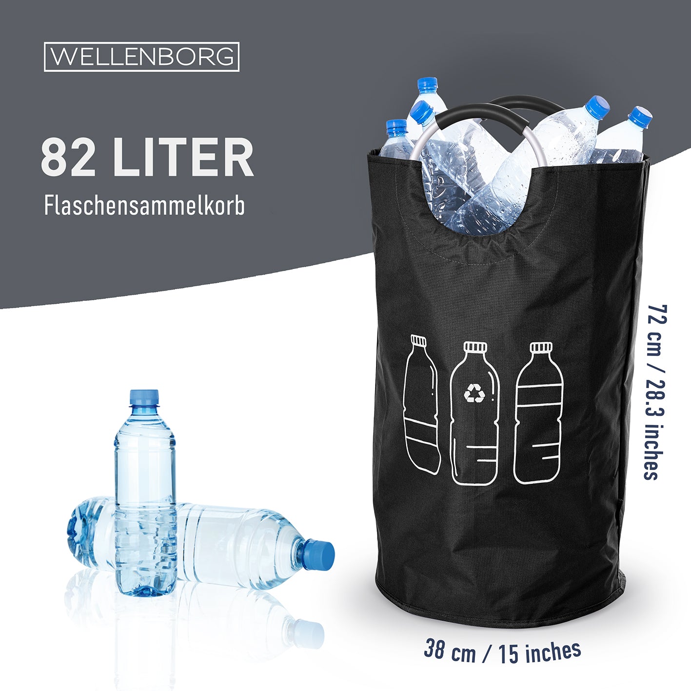 Faltbarer Pfandflaschen Sammelbehälter - Grau