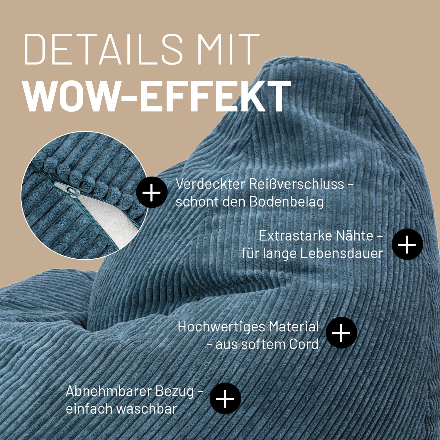 Sitzsack GIANT aus der Cord-Reihe - Navyblau