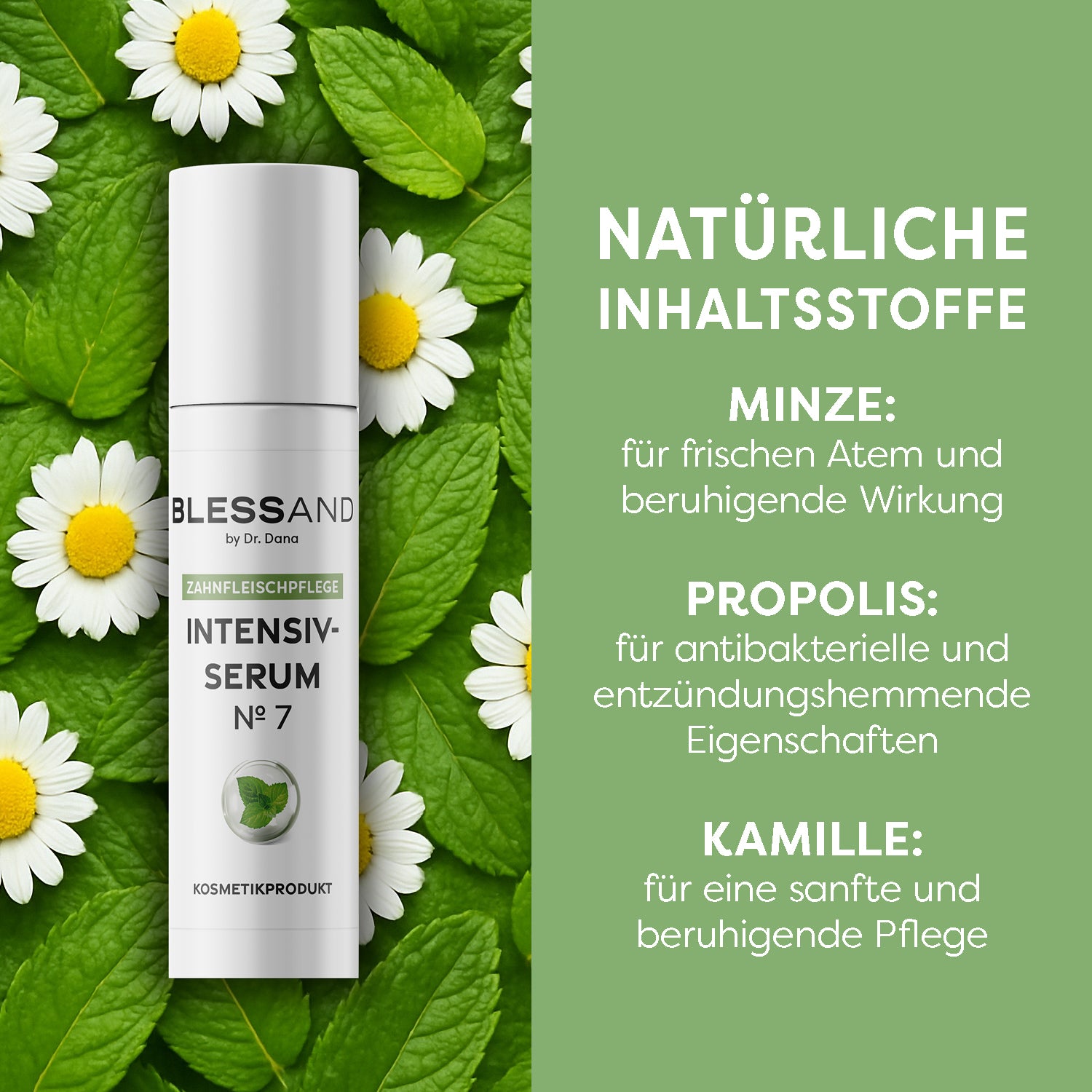 Mundpflege Nr. 7 - 4er-Set mit natürlicher Pflege für Zahnfleisch, Kamille, Propolis und Minze für Frische und Schutz.