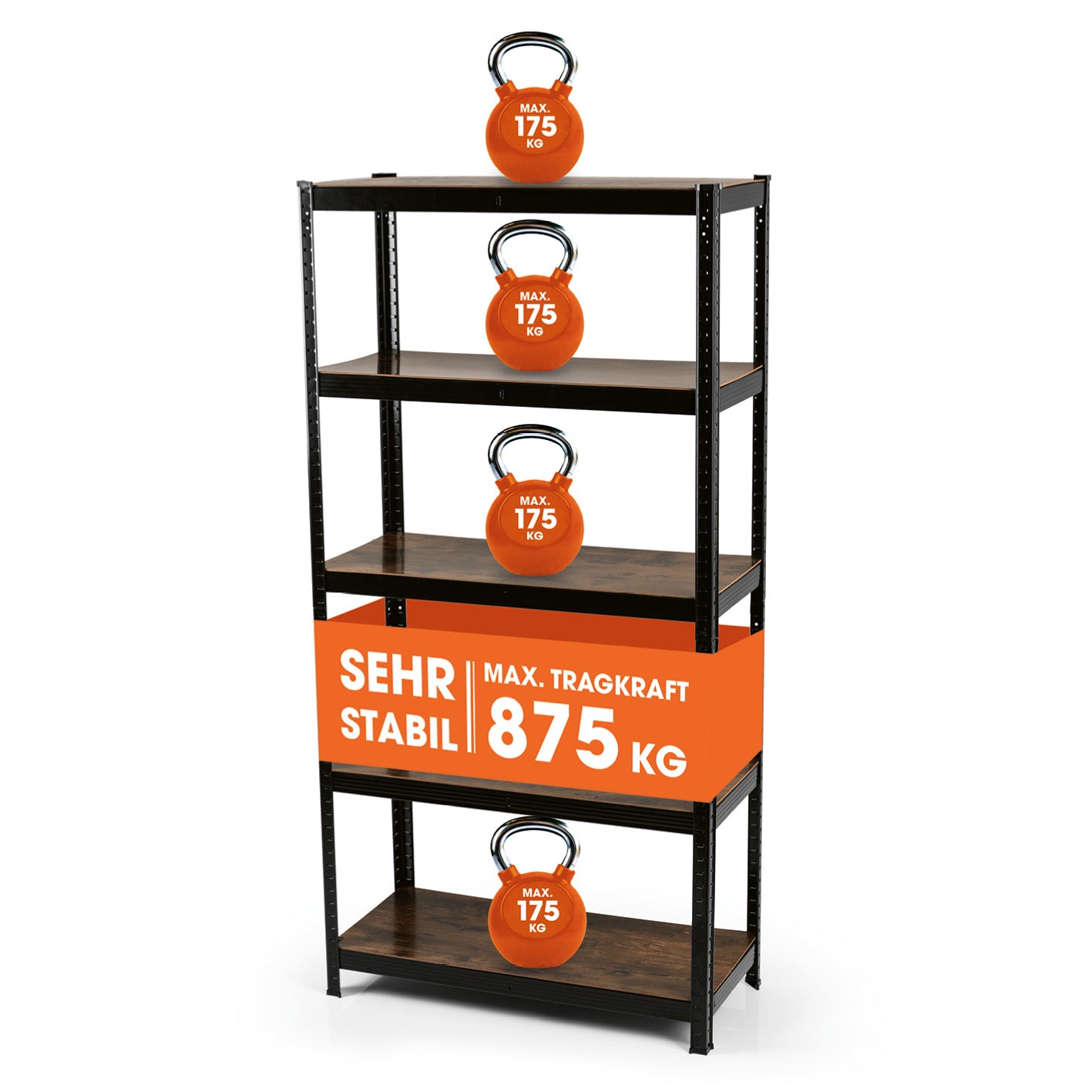2 in 1 Schwerlastregal & Werkbank - 180 x 90 x 40 cm - Schwarz