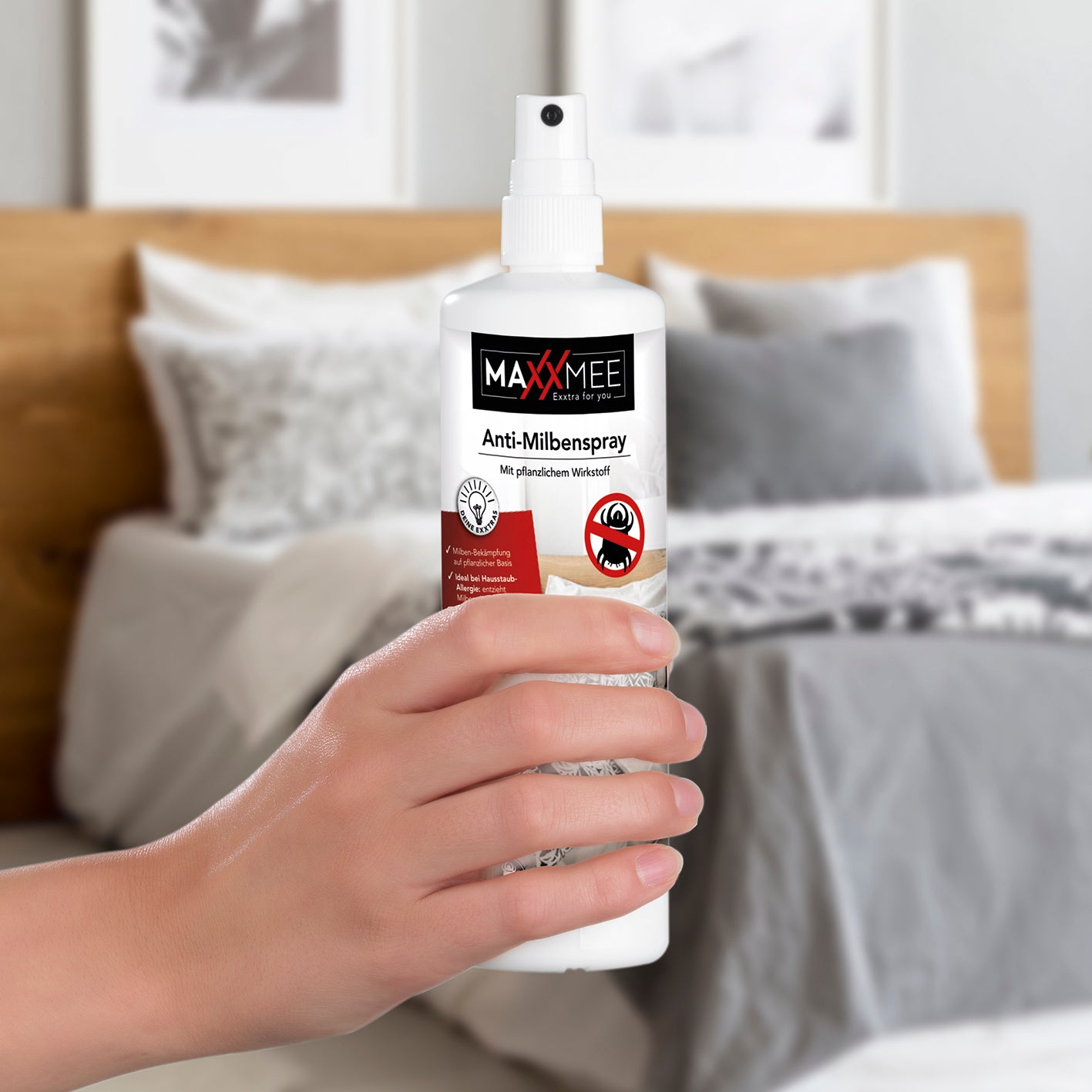 Anti-Milbenspray - 250 ml für Matratzen und Möbel gegen Hausstaubmilben, Wirkung bis zu 6 Monate, ideal für Hausstaub-Allergiker.