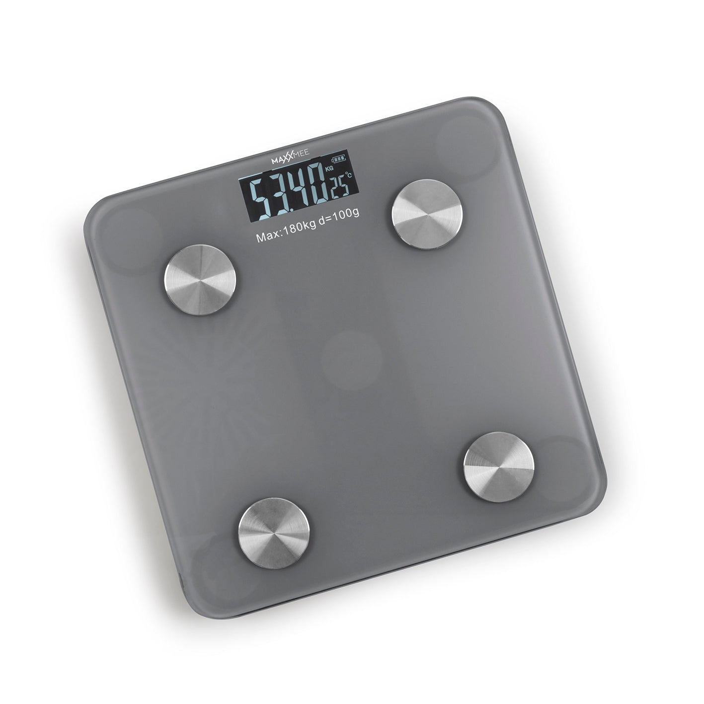 Personen-Waage Körperanalyse mit Bluetooth & App - grau, digitale Messung von Gewicht, Körperfett, Wasser- und Muskelanteil, App kompatibel.