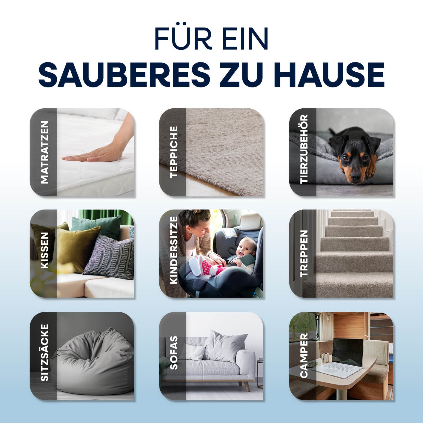 Polster- & Teppichreiniger Pro Power - Grau/Rot für gründliche Reinigung auf Matratzen, Teppichen, Tierzubehör, Kissen, Sofas und Treppen.