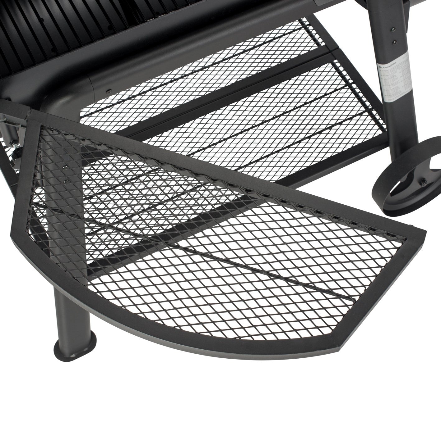 Smoker Vinson 500 mit schwenkbarem Fronttisch aus Metallgitter für mehr Ablagefläche und optimale Handhabung beim Grillen.