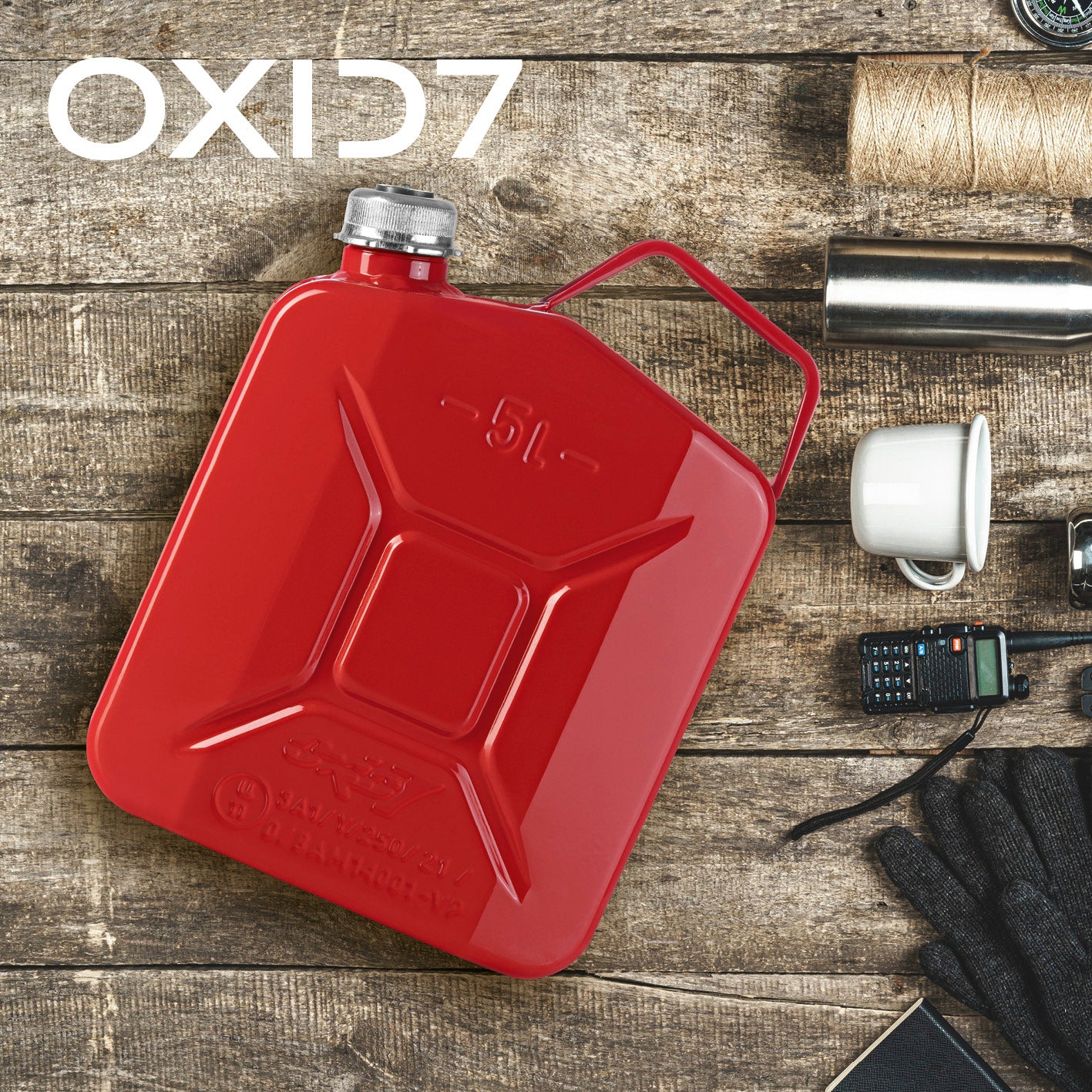 Kraftstoffkanister Metall mit Schraubverschluss - 5 Liter - Rot, robuster metallener Benzinkanister mit UN-Zulassung und korrosionsgeschützter Lackierung.