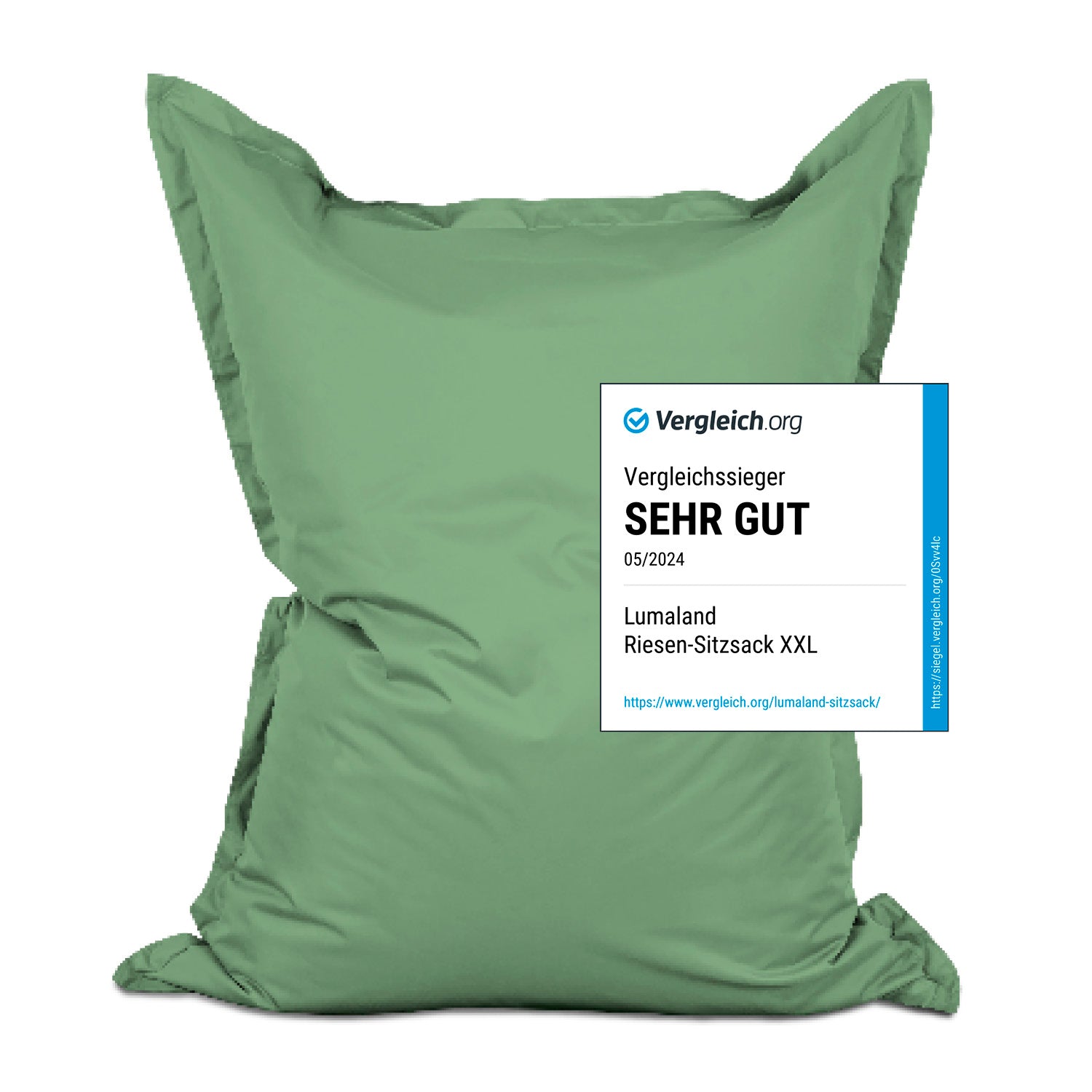 Sitzsack Classic XXL (380 L) - indoor & outdoor - Pastell Grün mit extra Volumen und robustem, pflegeleichten Material in modernem Design.