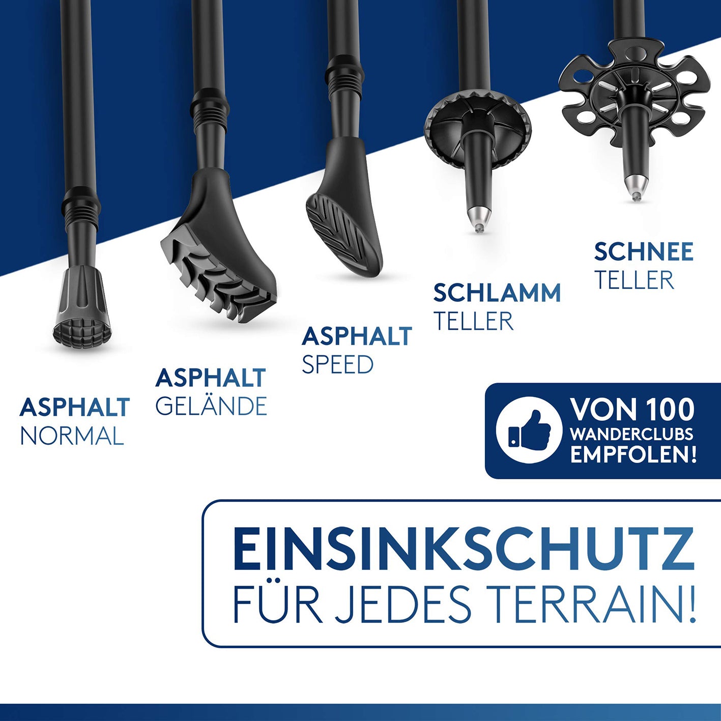 Teleskop Wanderstöcke mit Gummipuffer Set - Carbon