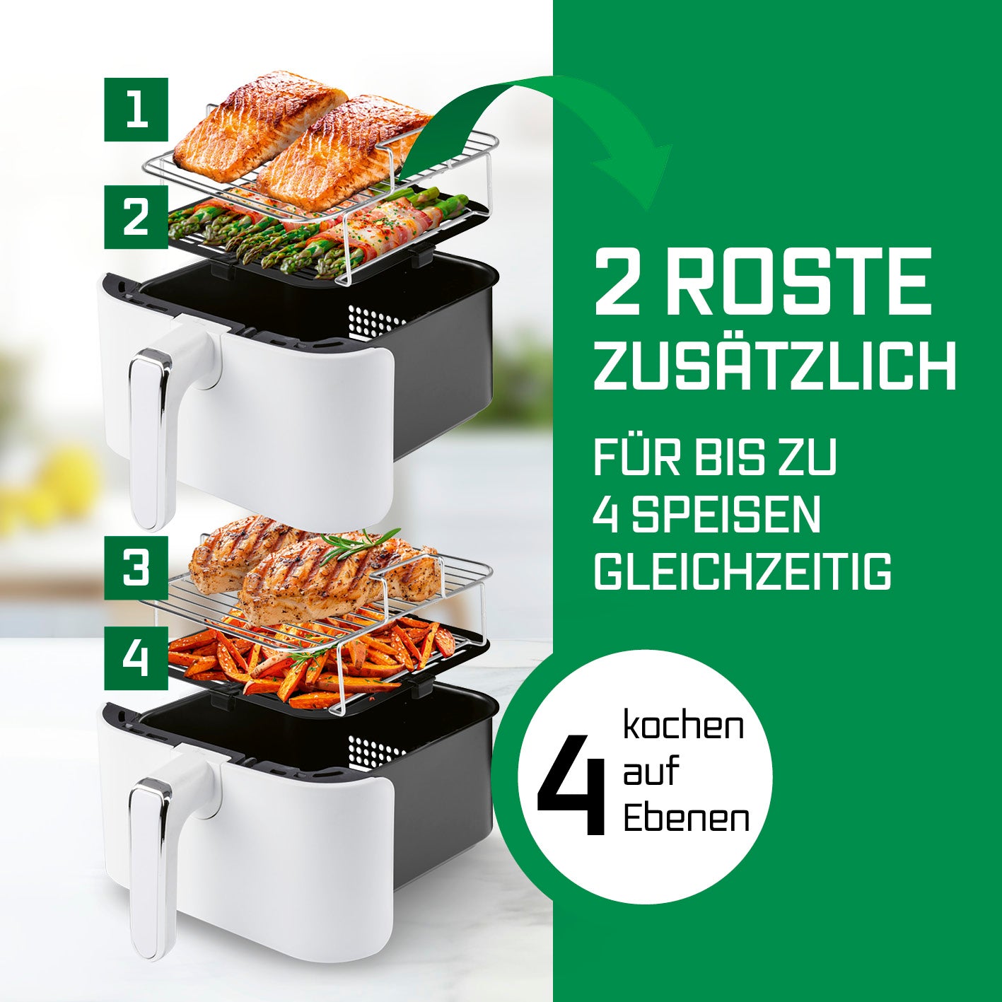 FryUp Vertikale Doppelkammer-Heißluftfritteuse - Weiß
