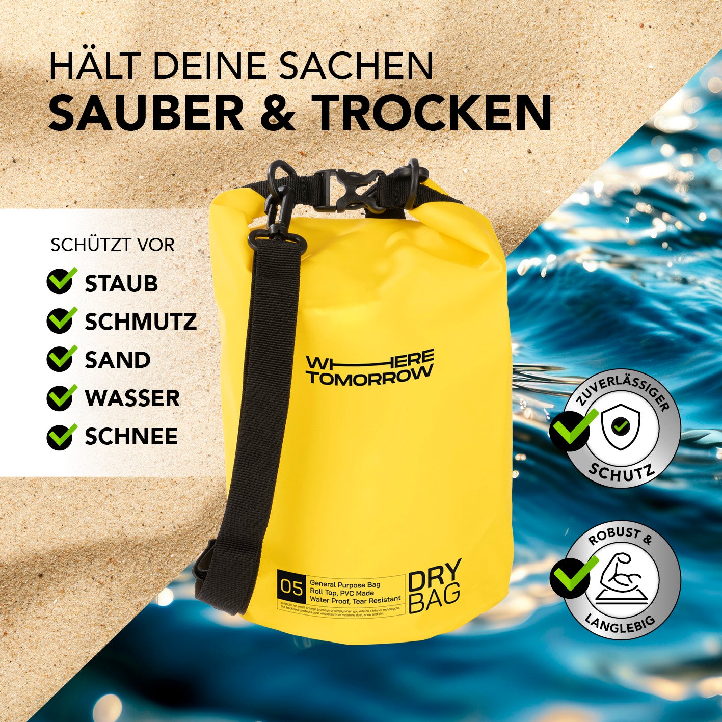 Dry Bag 5L - Style 01 - Gelb