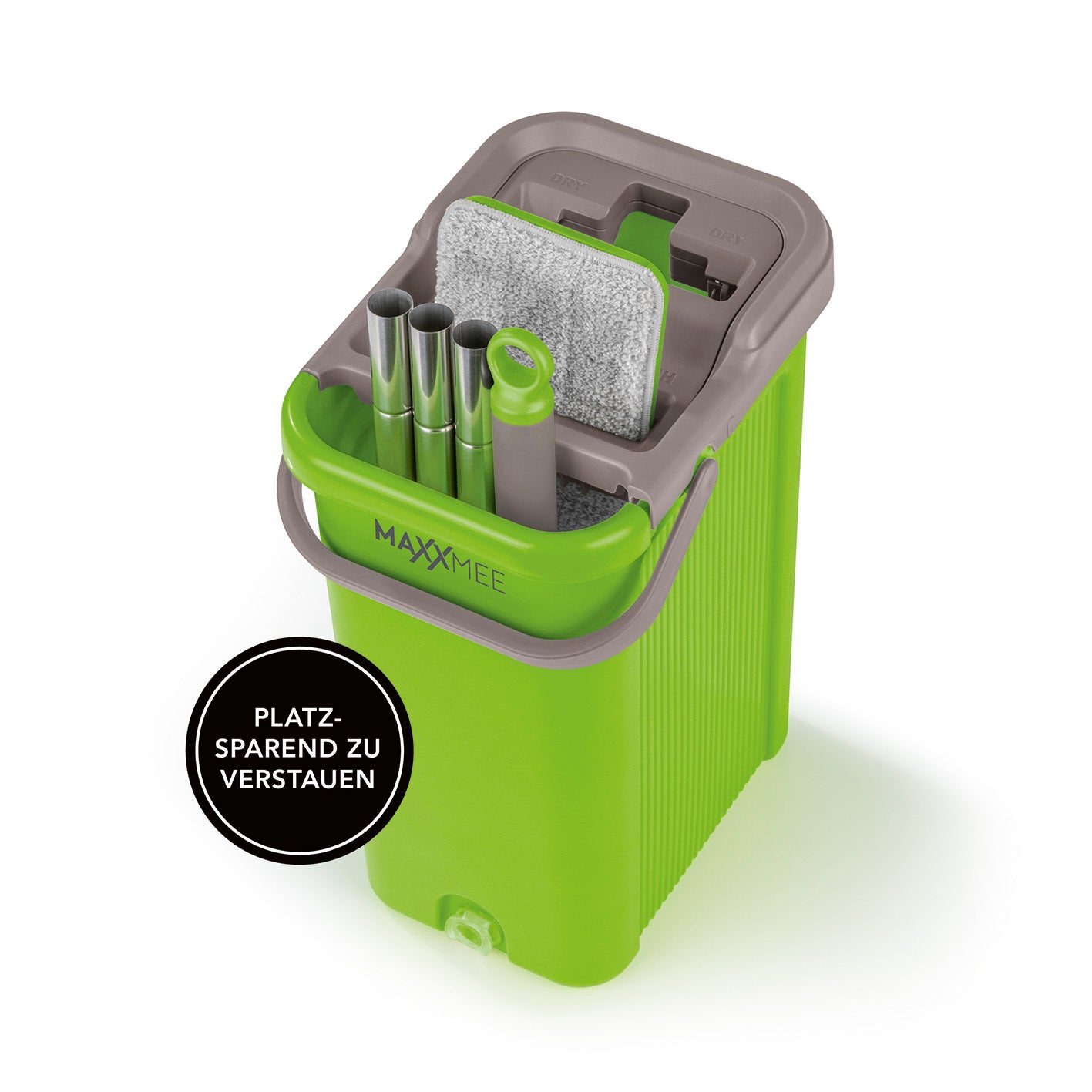 Komfort-Mopp Smart 7,5 l - Eimer mit 2-Kammer-System in limegreen zum Auswringen und Reinigen ohne Bücken und nasse Hände.
