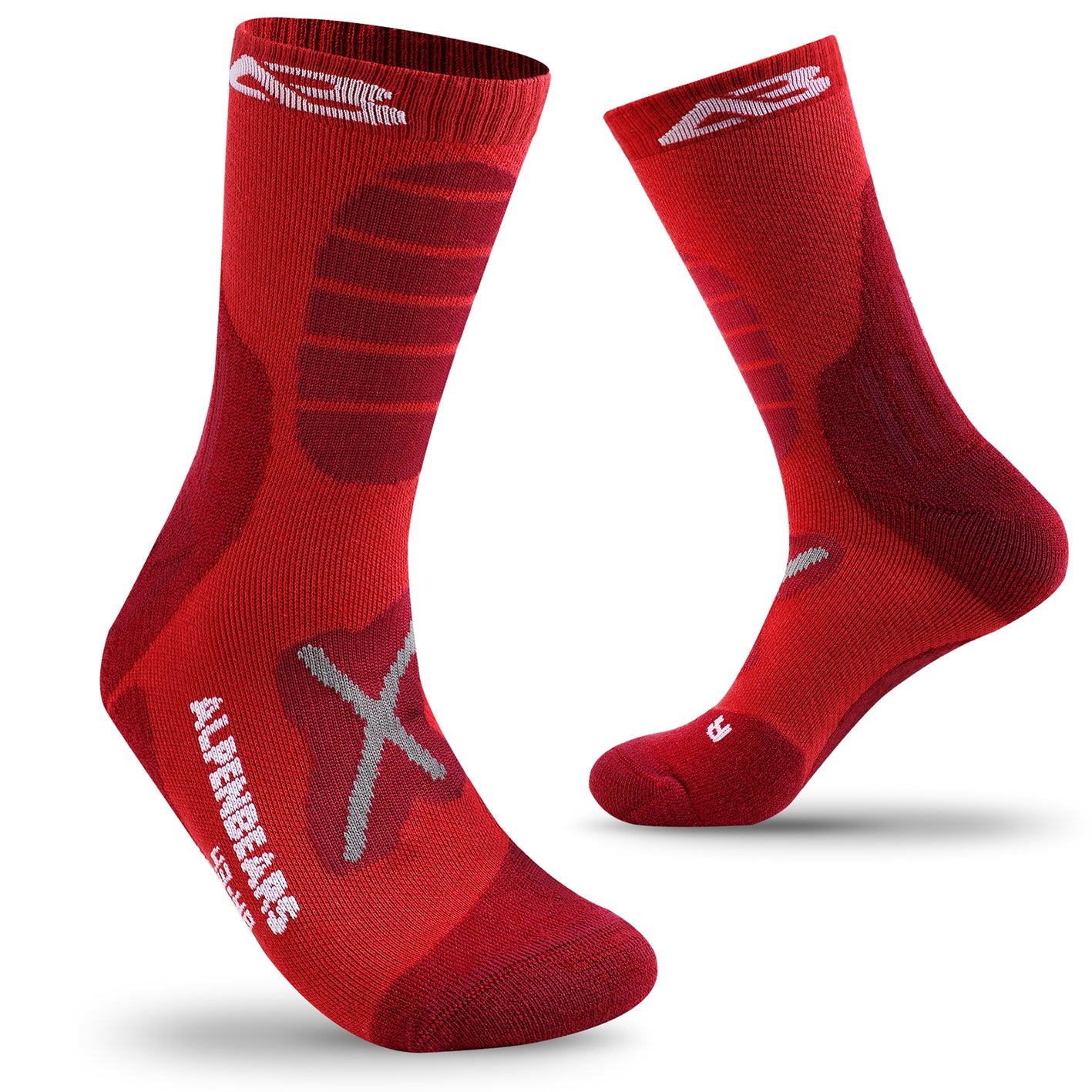 Wandersocken Merino Wolle - 2er-Set - Rot - Größe 43-48
