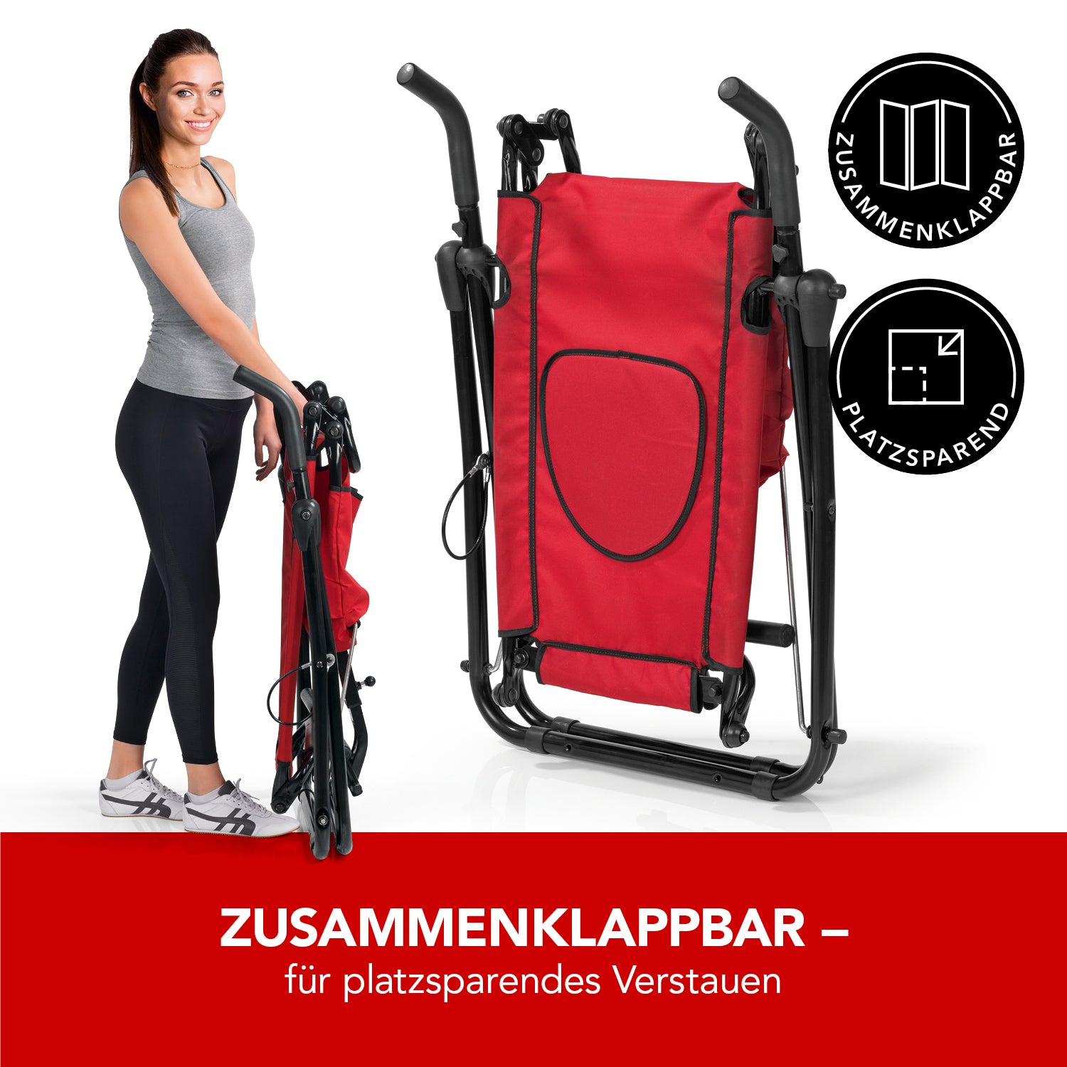 Inversionstrainer Deluxe - Heimtrainer für Rücken, Bauch, Rumpf & Beine, zusammenklappbar und platzsparend verstaubar.