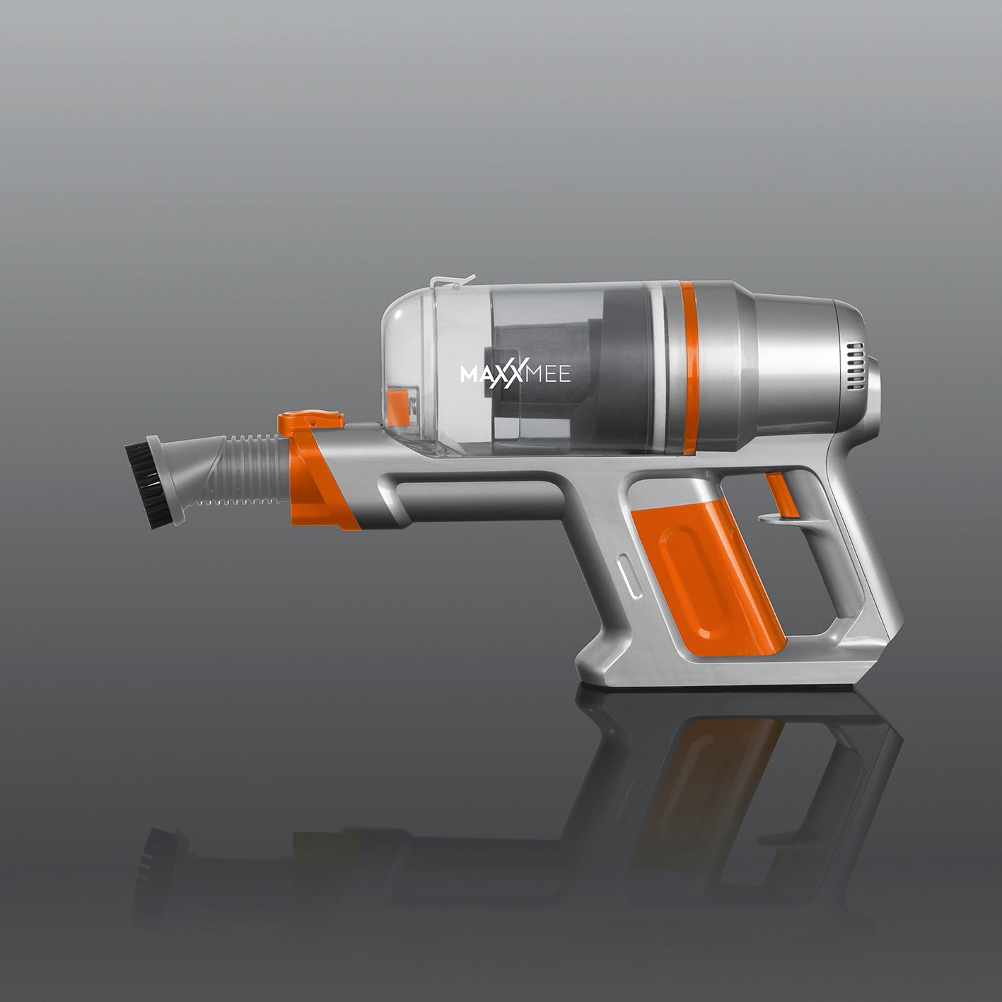 Akku-Zyklon-Staubsauger Pet Star - orange/silber, kabelloser Handstaubsauger mit 600-ml-Schmutzbehälter und 2-stufiger Saugkraftregulierung.