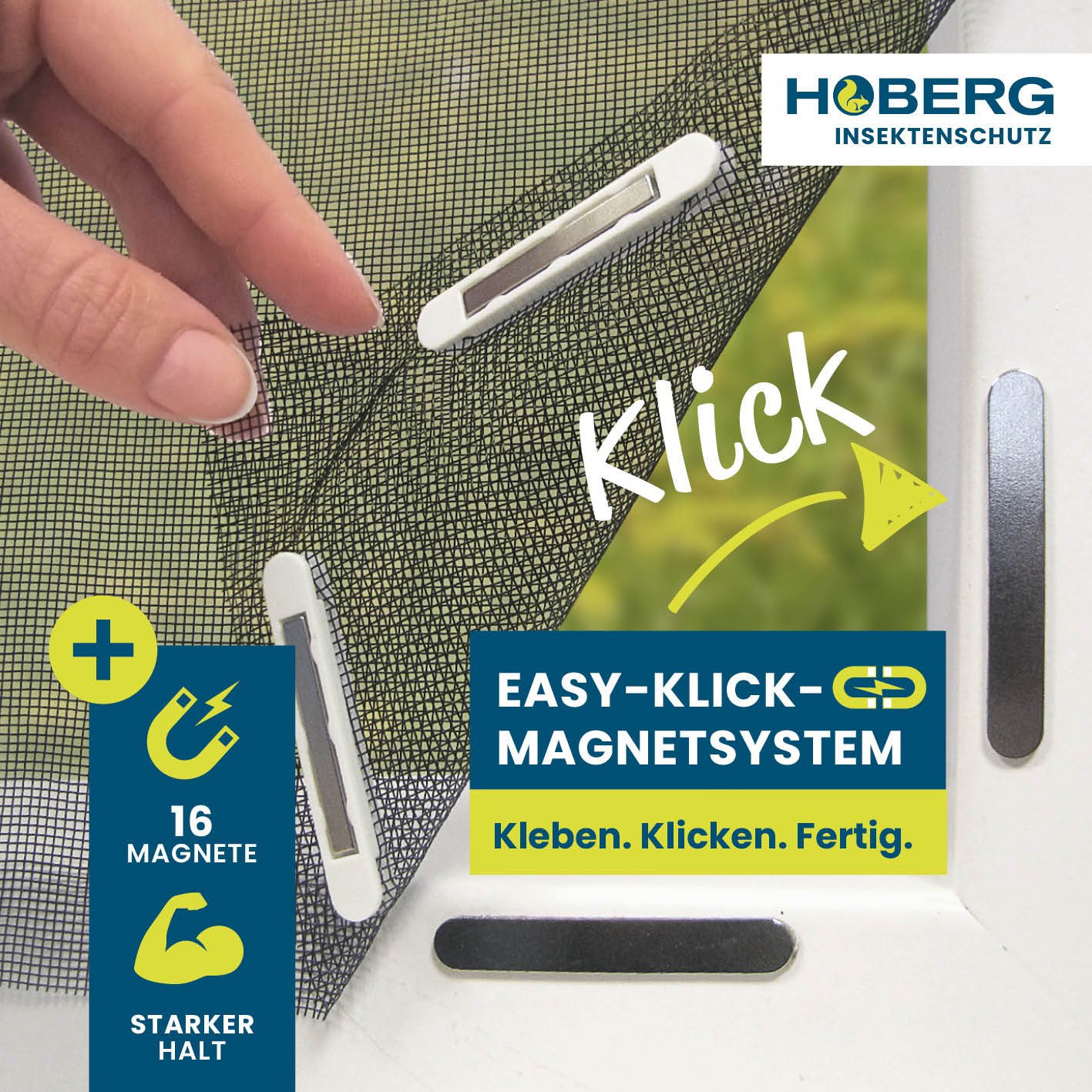 Insekten- & Pollenschutzgitter mit Magnetbefestigung - 2er-Set mit 16 Magneten für einfache, bohrfreie Montage und starken Halt.