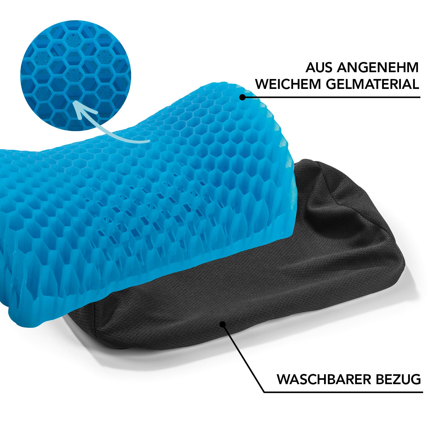 Entspannungskissen mit Wabenstruktur - 27 x 8,5 cm - schwarz