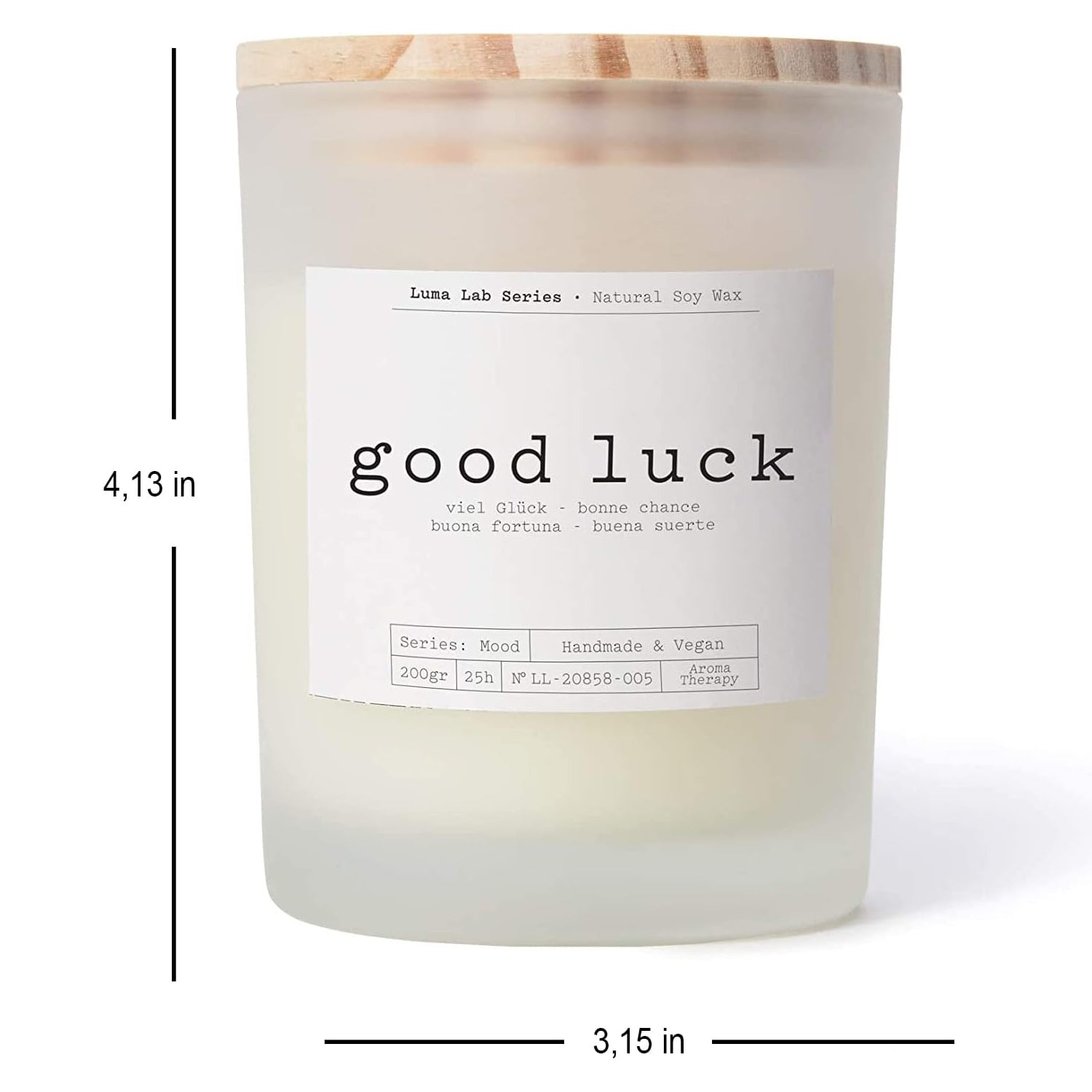 Duftkerze Mood "Good Luck" aus veganem Sojawachs, 25 Stunden Brenndauer, nachhaltiges Kerzenglas, stimmungsvolle Deko und Geschenkidee.