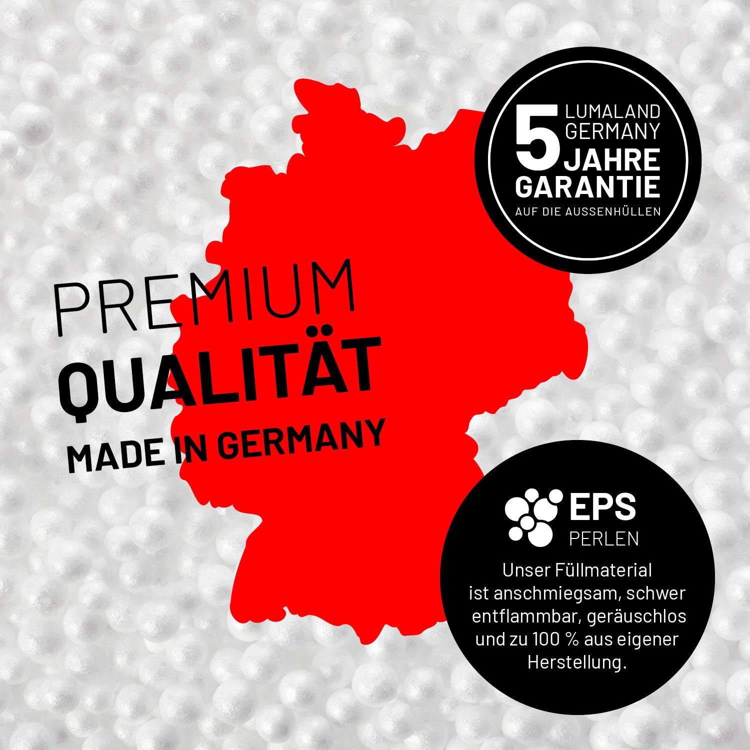Luxury XL PLUS Sitzsack (220 L) Dunkelblau mit hochwertigen EPS Perlenfüllung, Made in Germany, 5 Jahre Garantie, geruchsneutral und formanpassend.