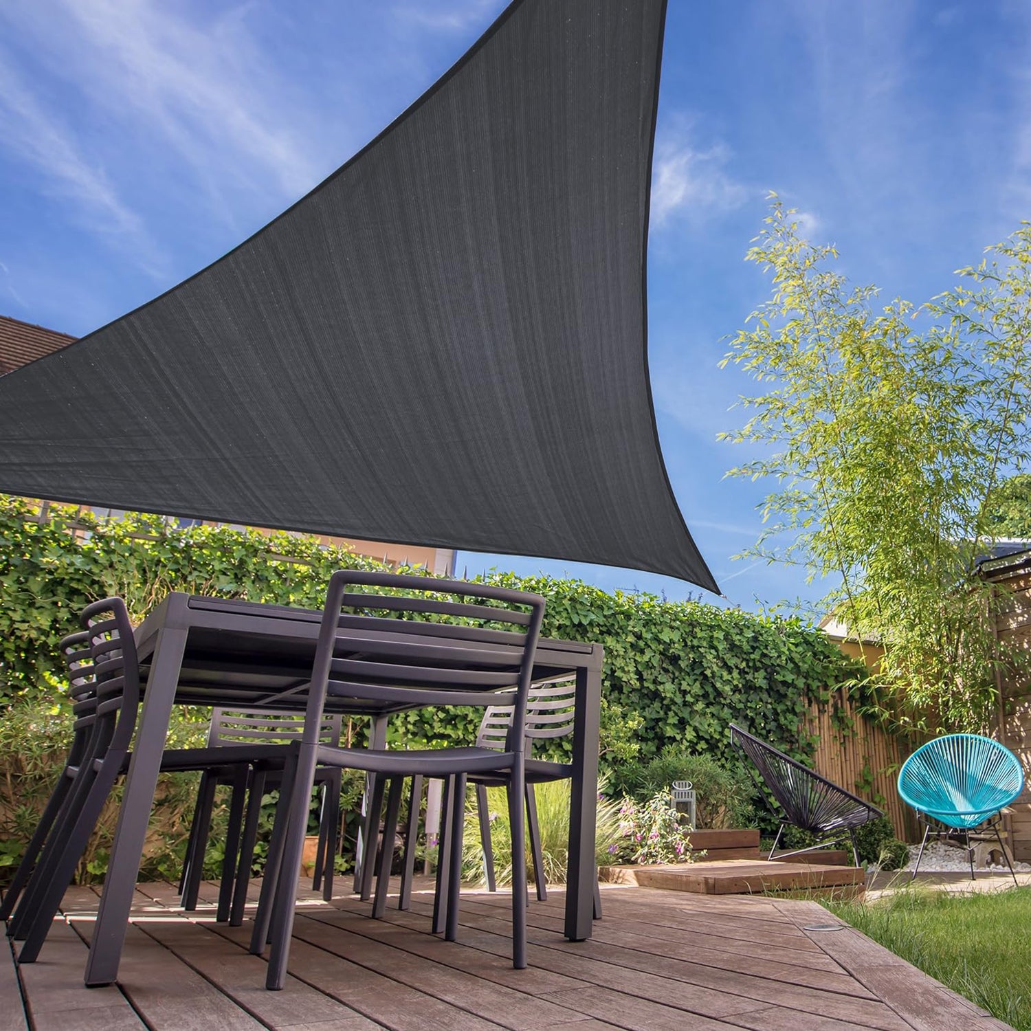 Sonnensegel 100% HDPE - Dreieck 3 x 3 Meter - dunkelgrau