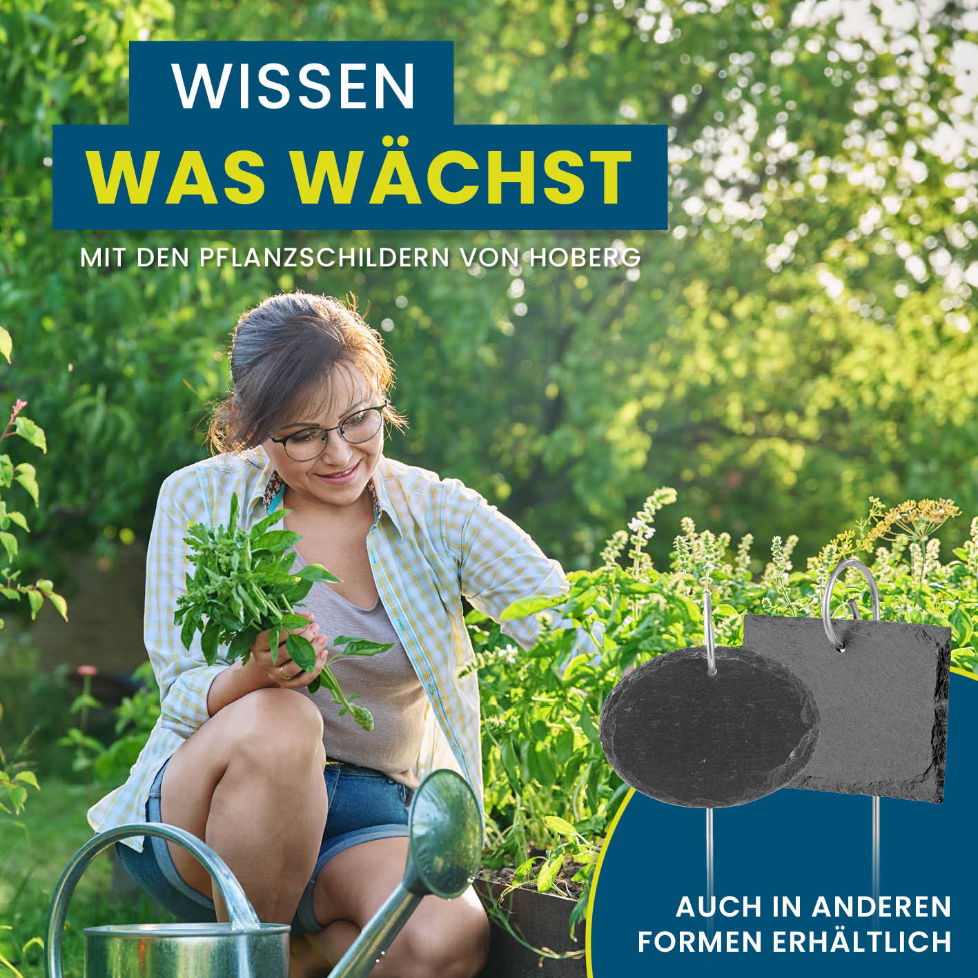 Schiefer-Pflanzschilder "Herz-Form" - 10er Set