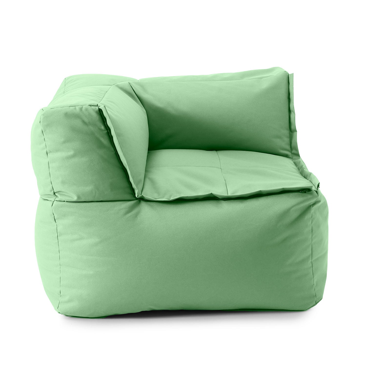Sitzsack-Sofa Ecke (340 L) - Modulares System - indoor & outdoor - Pastell Grün in modernem Design und komfortabler Polsterung.