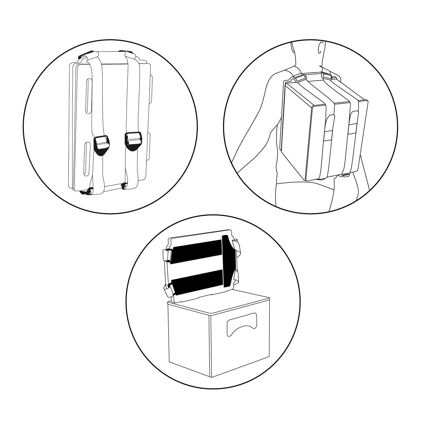 Das clevere Tragesystem für Bierkästen als Rucksack mit breiten Gurten und umbaubar zum Hocker für mehr Komfort.