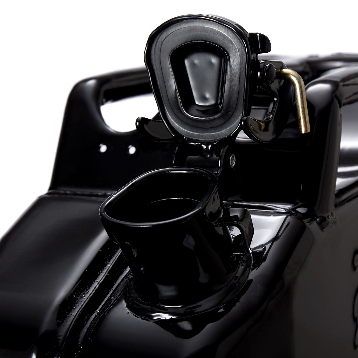 Metall Benzinkanister 20 Liter - Schwarz mit UN-Zulassung, pulverbeschichtetem Korrosionsschutz und Ausgussöffnung für Benzin und Diesel.