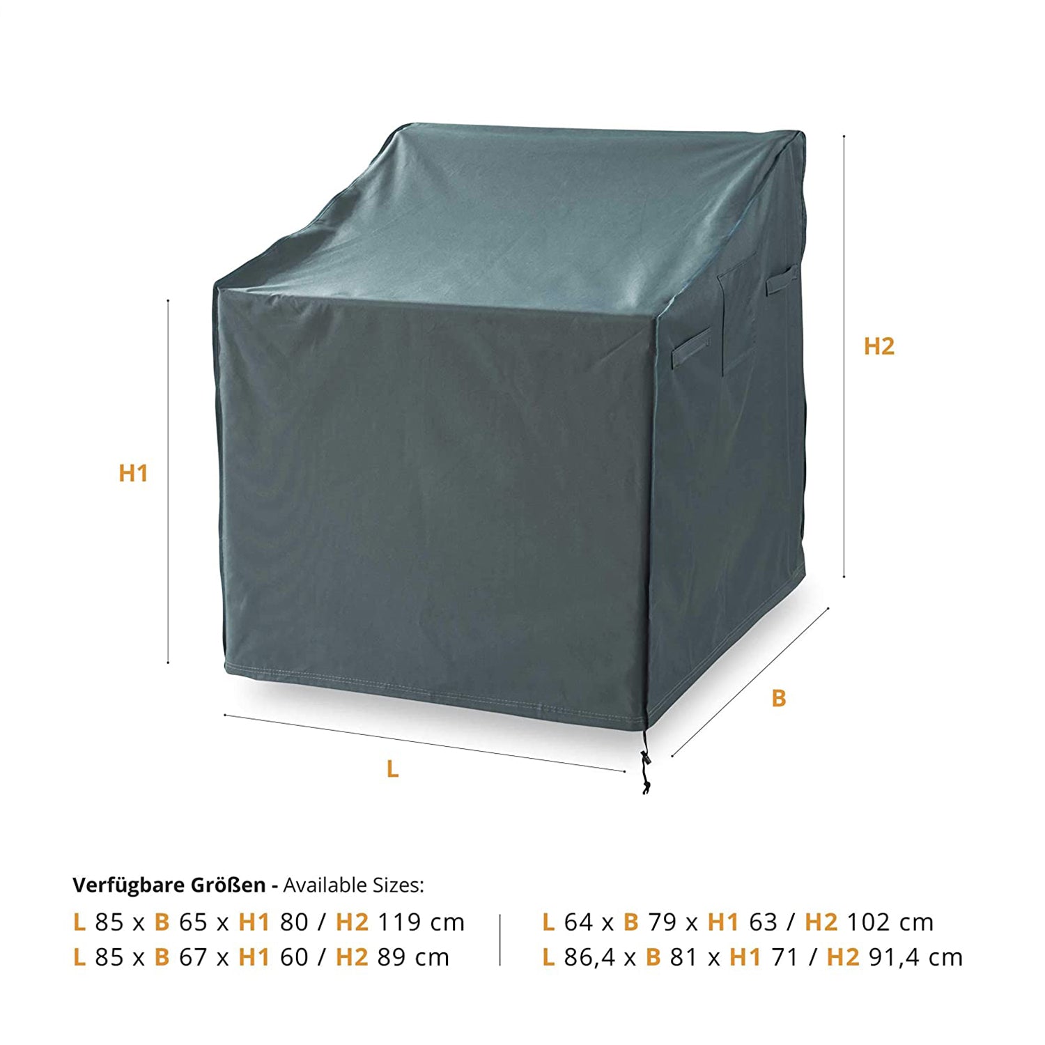 Abdeckplane für Gartenstühle - 64 x 79 x 102 cm, grün/grau, wasserdicht, UV-schutz, robuste Schutzhülle aus reißfestem 600D Oxford Gewebe.