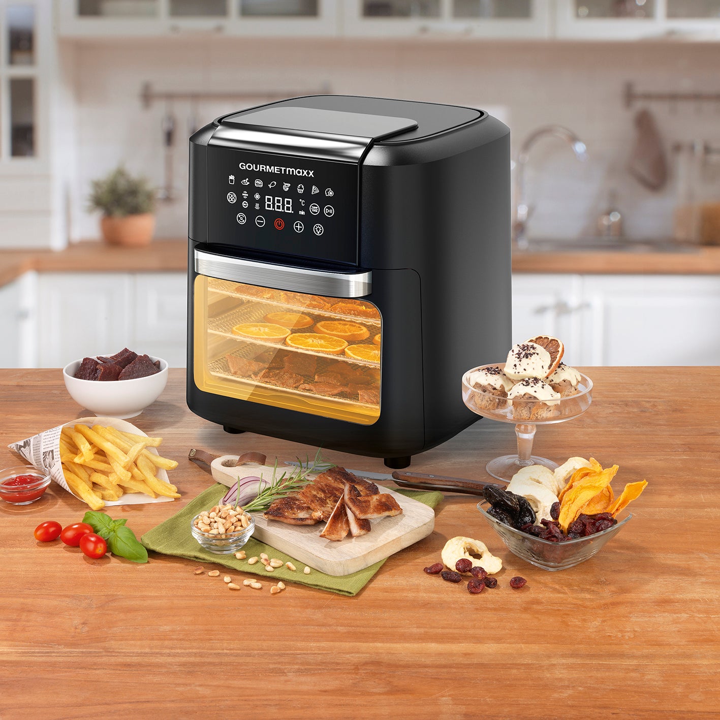 4in1-Heißluftfritteuse mit Touchdisplay - 11 L