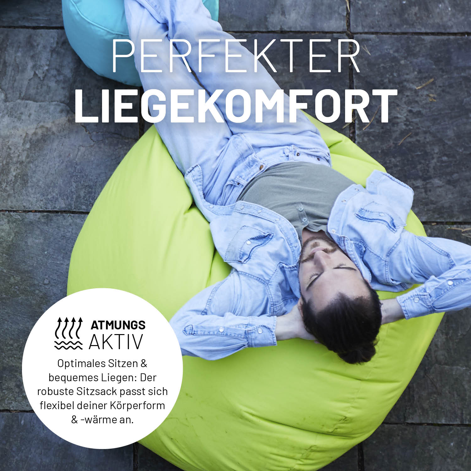 Sitzsack Drops (300 L) - indoor & outdoor - Silbergrau bietet flexiblen Liegekomfort durch anpassungsfähige EPS-Füllung und robustes Material.