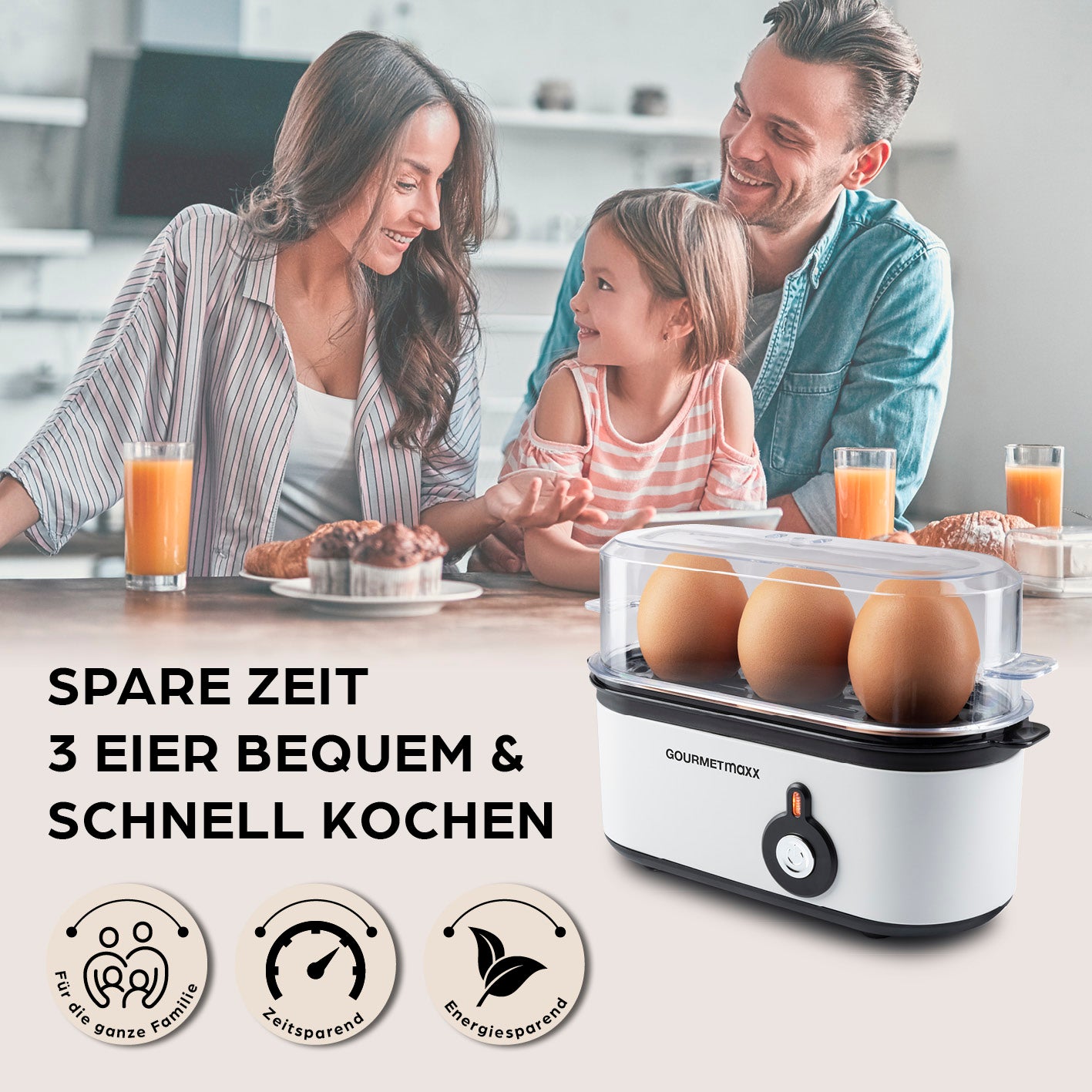 Design-Eierkocher 3 Eier - Weiß