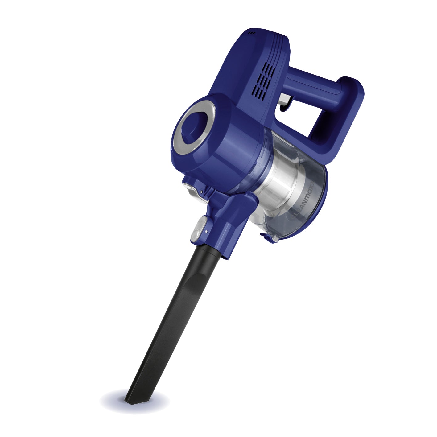 Akku-Zyklon-Staubsauger - blau/silber, kabelloser Handstaubsauger mit Zyklontechnologie und Fugendüse für vielseitige Reinigung.