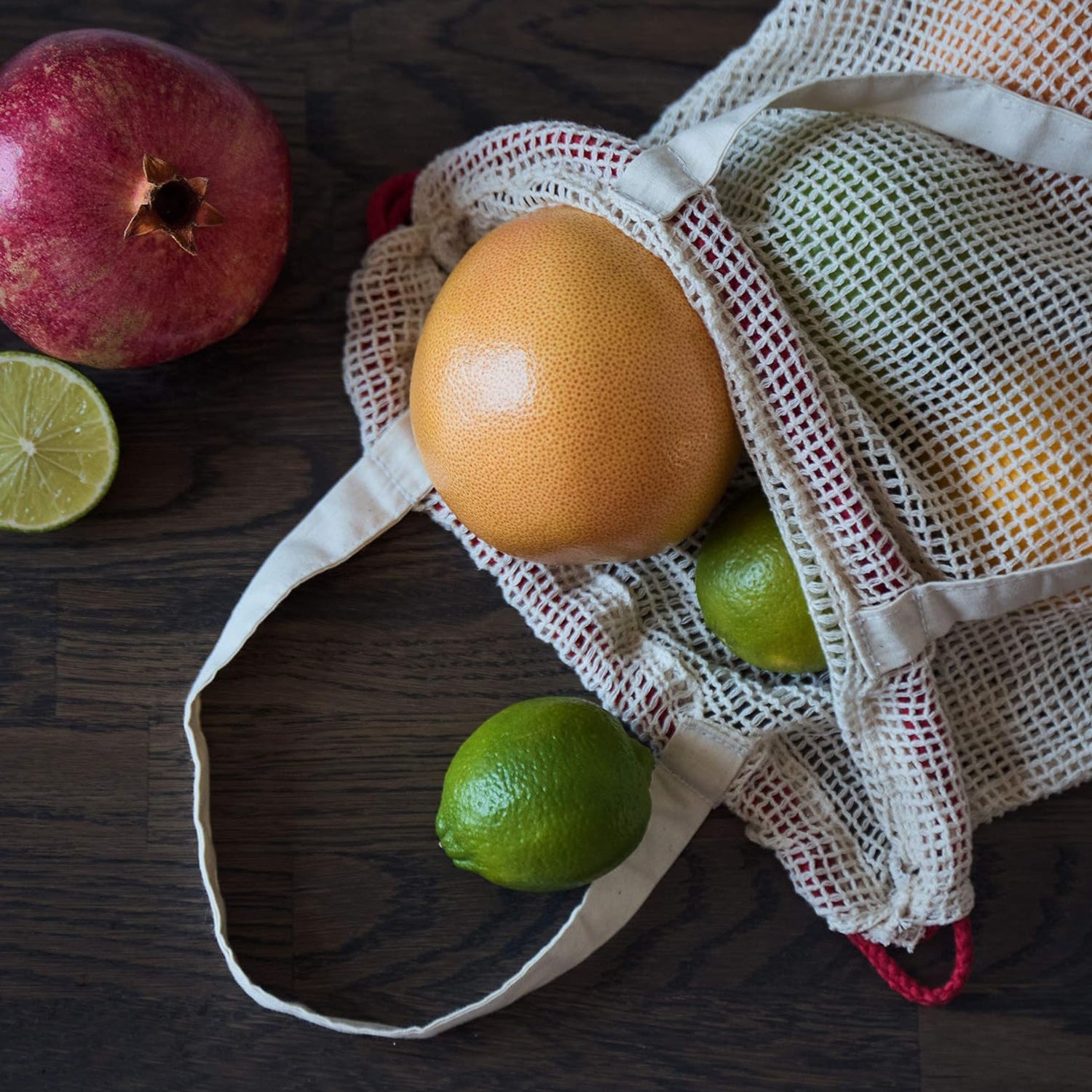 Einkaufsbeutel aus 100% Baumwolle - 4er-Set mit nachhaltigen, wiederverwendbaren Baumwollnetzen für Obst und Gemüse von Lumaland.