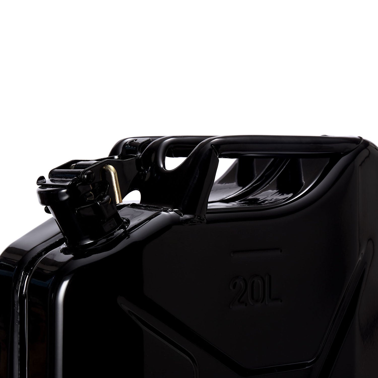 Metall Benzinkanister 20 Liter - Schwarz mit UN-Zulassung, pulverbeschichtet, korrosionsgeschützt für Benzin und Diesel Transport.