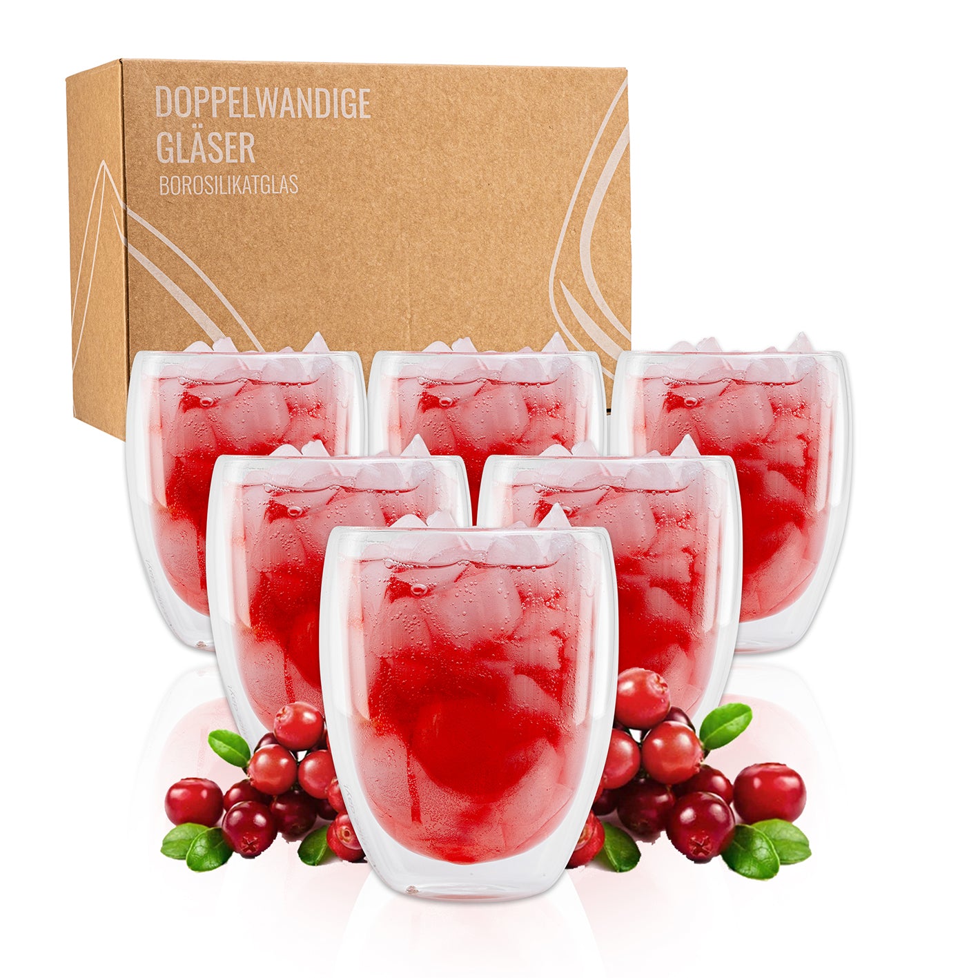 Latte Macchiato Gläser - 6er-Set - 330 ml, doppelwandige, klare Borosilikatgläser ideal für heiße und kalte Getränke.