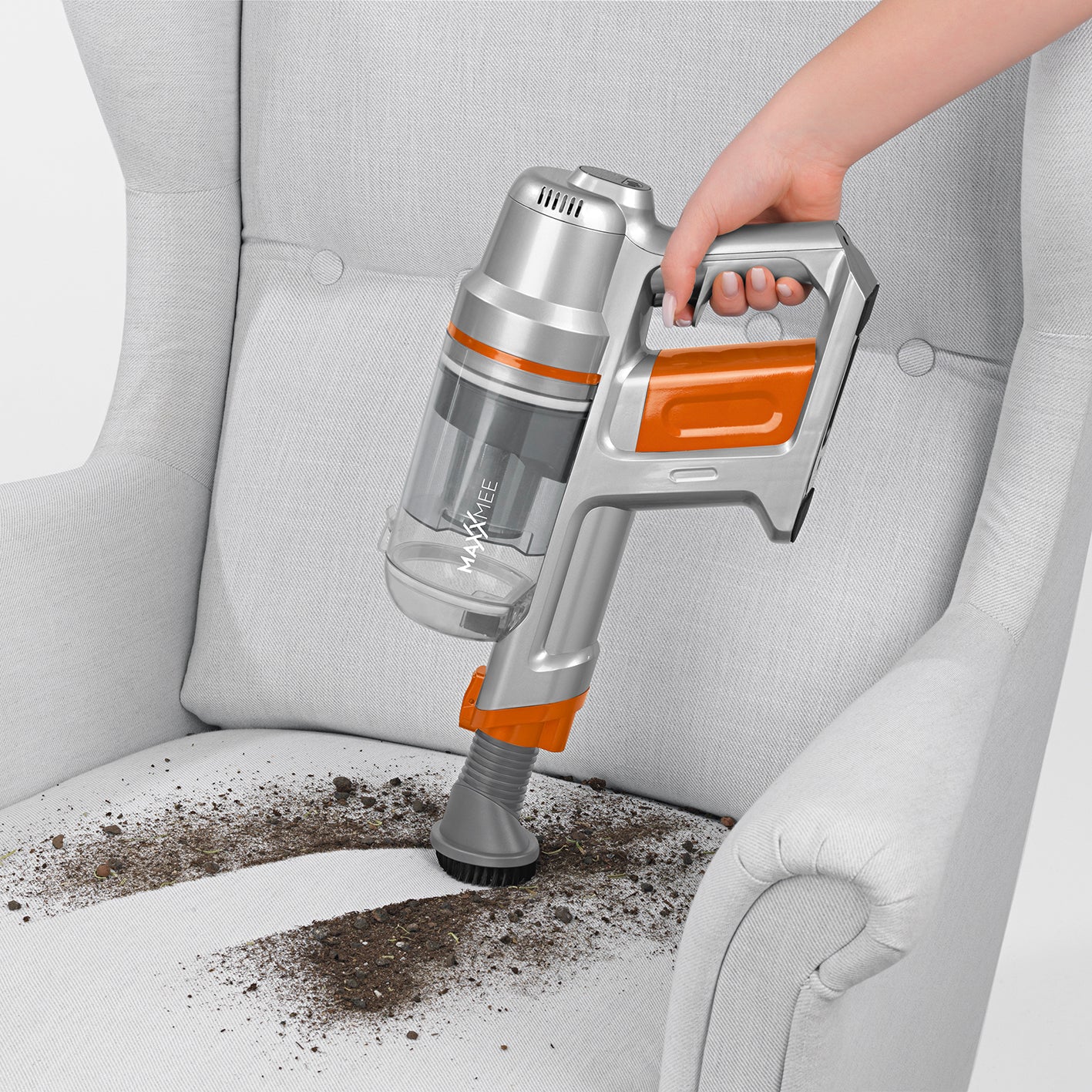 Akku-Zyklon-Staubsauger Pet Star - orange/silber kabelloser Handstaubsauger für gründliche Reinigung von Polstern und kleinen Flächen.