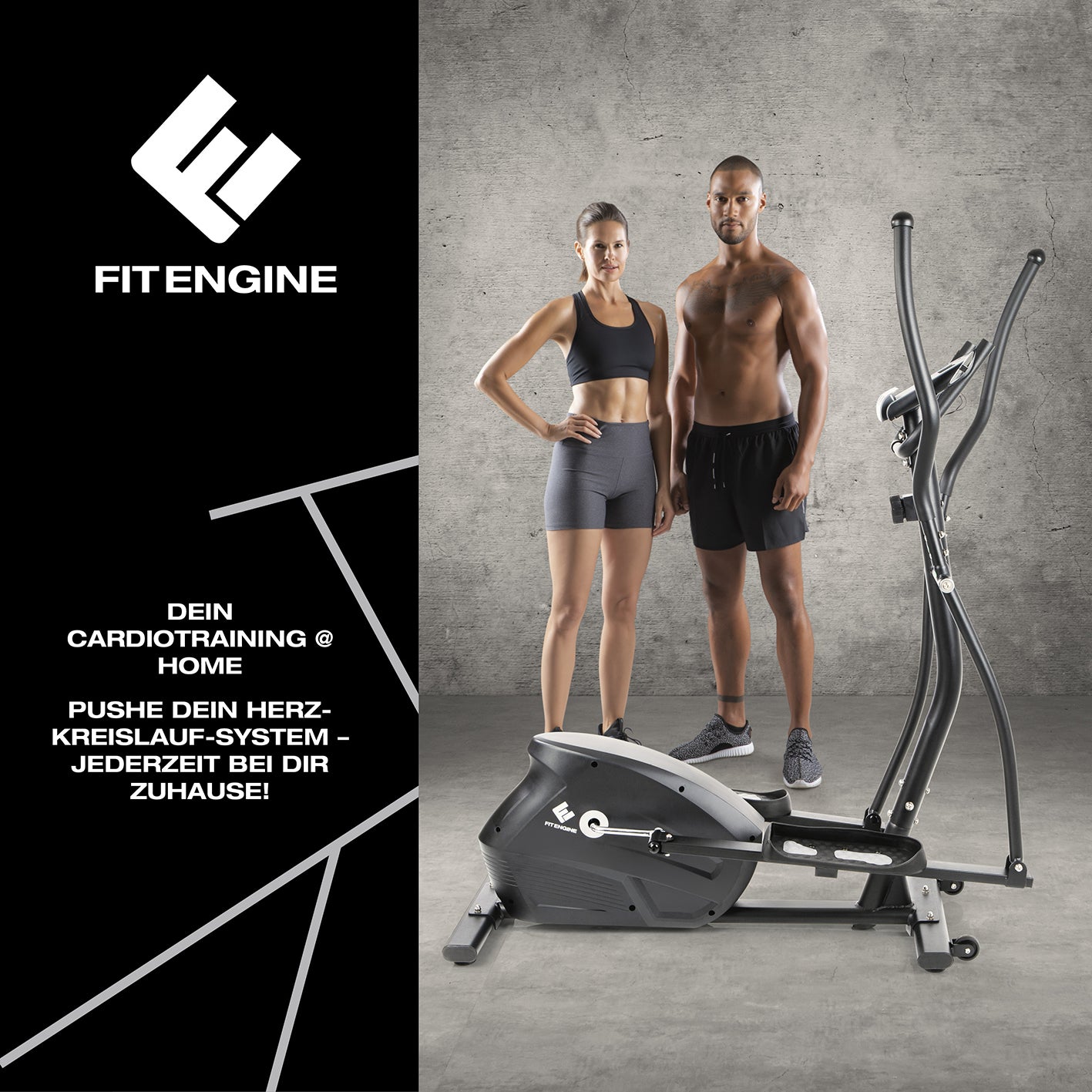 Crosstrainer - belastbar bis 150 kg mit 10 Schwierigkeitsstufen, Pulssensoren und großem Display für effektives Herz-Kreislauf-Training.