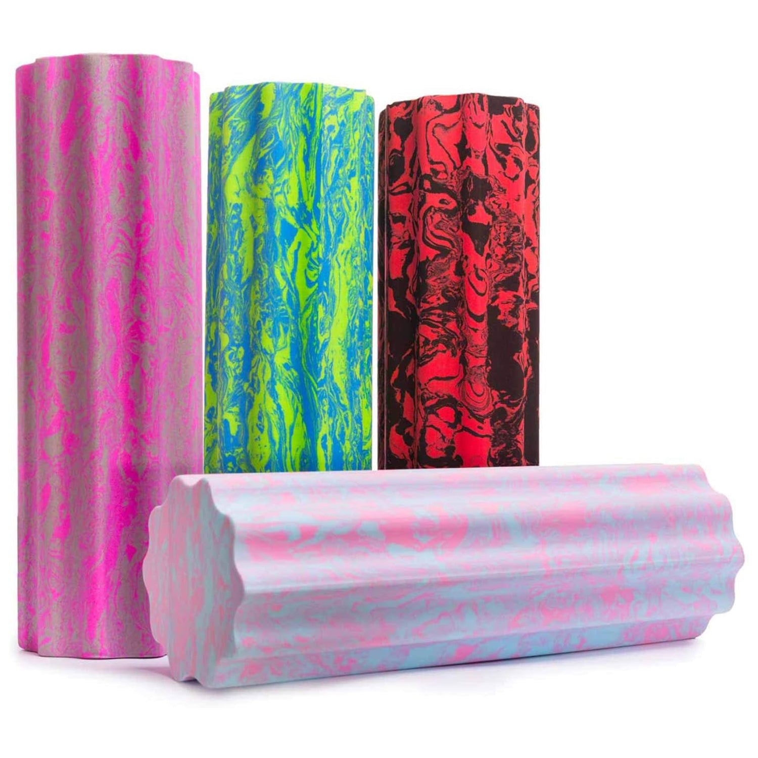 Faszienrolle "Anila" eckig 45x15 cm Schwarz/Rot, Foamroller mit Wellenstruktur für effektives Faszientraining und Massage.