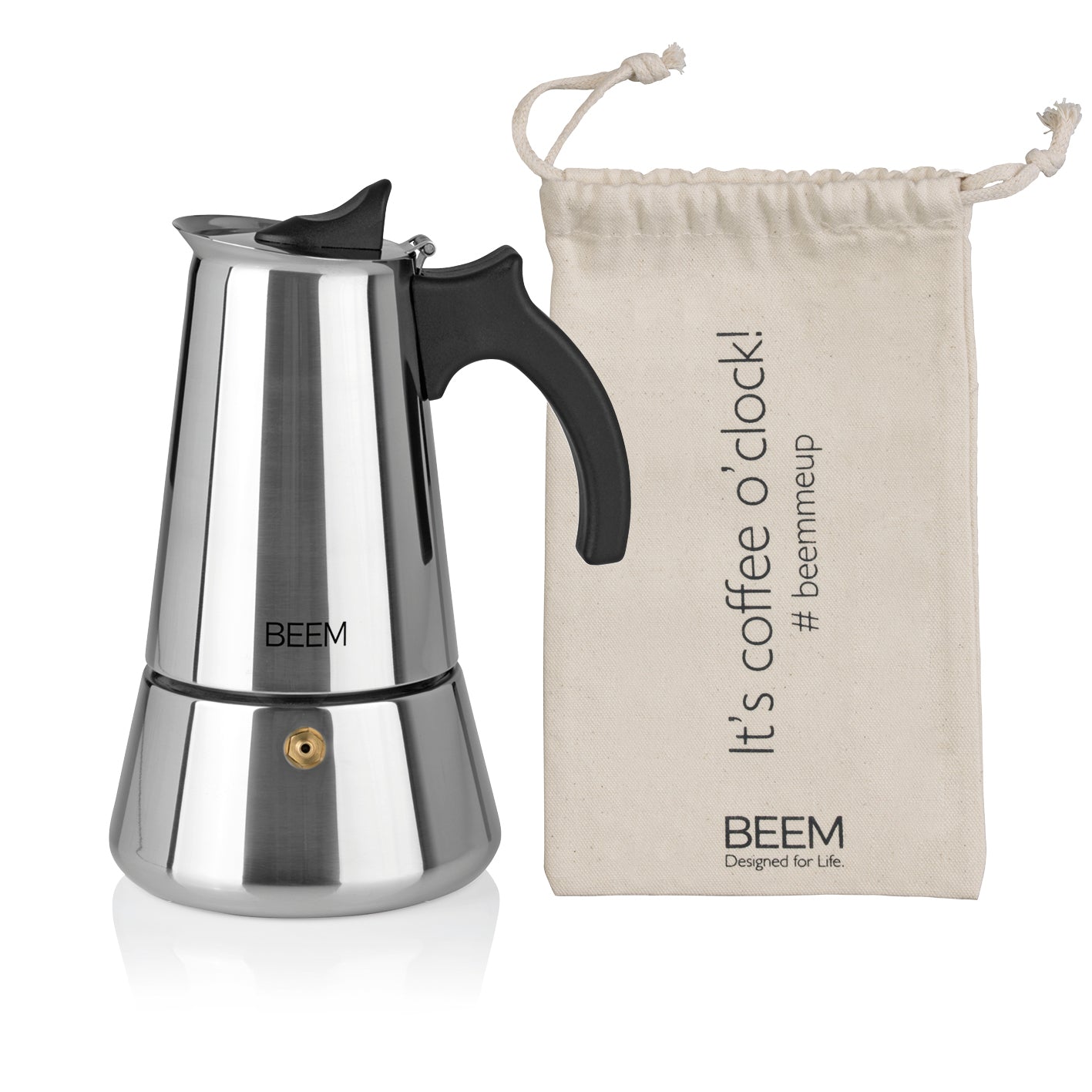 ESPRESSOMAKER - Espressokocher - 6 Tassen aus Edelstahl, induktionsfähig, mit Baumwollbeutel, ideal für Camping und zuhause.