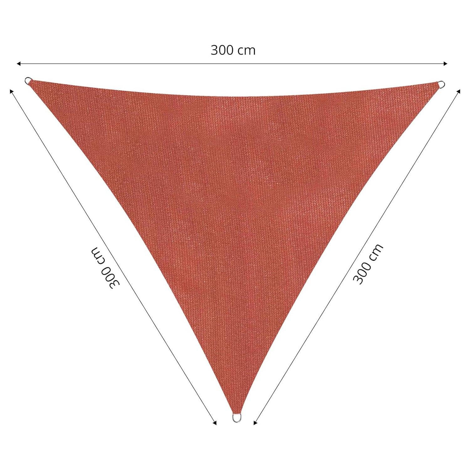 Sonnensegel 100% HDPE - Dreieck 3 x 3 Meter - Terracotta