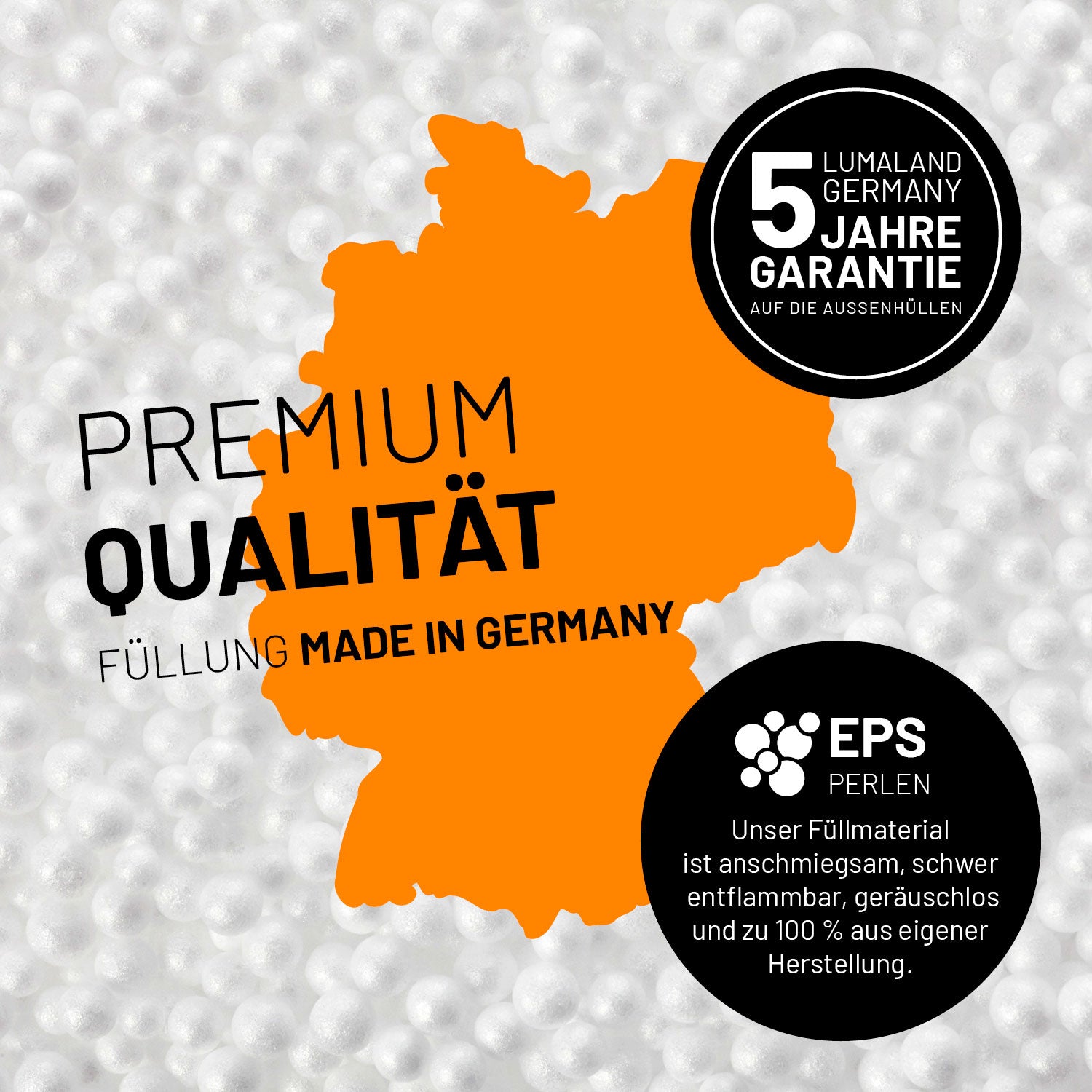 Luxury XL Sitzsack (120 L) - Rot mit hochwertiger EPS-Füllung, 5 Jahre Garantie, Premium Qualität Made in Germany.