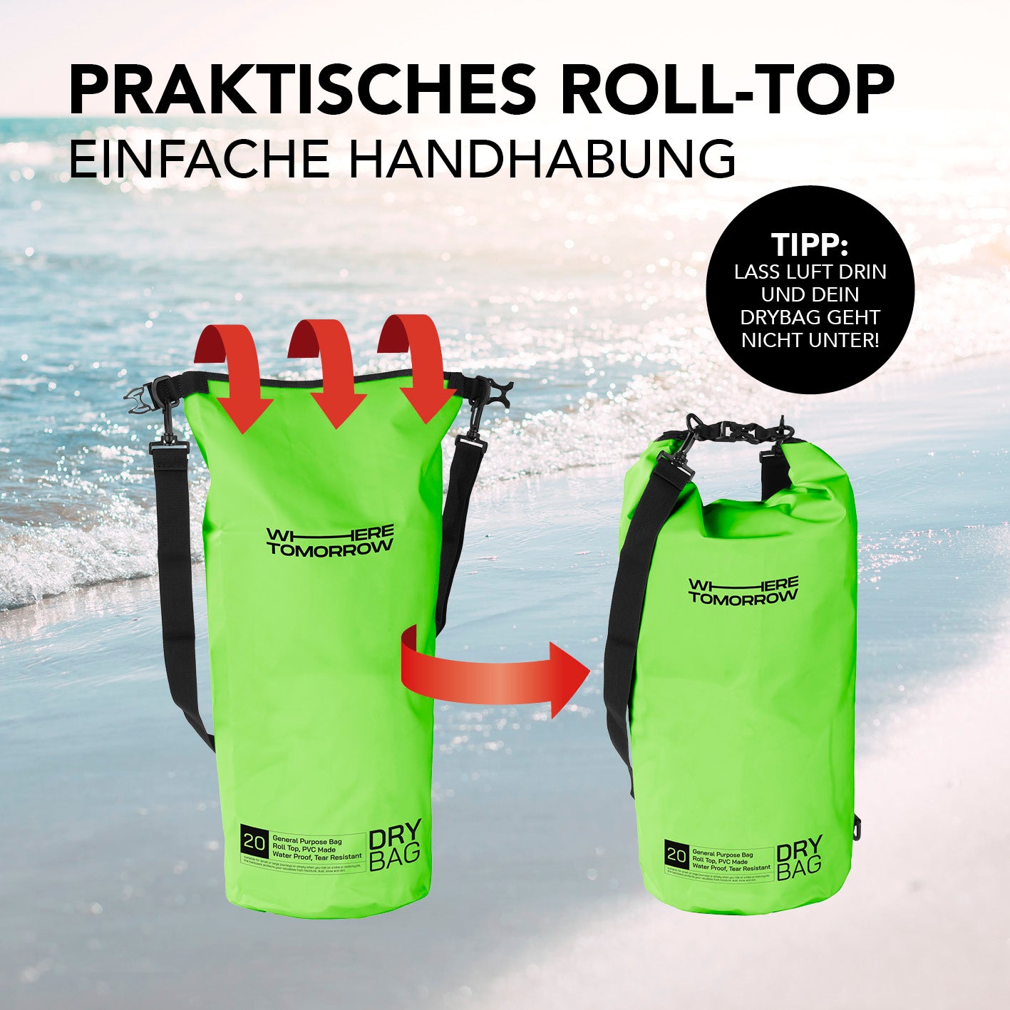 Dry Bag 20L - Style 01 - Grün