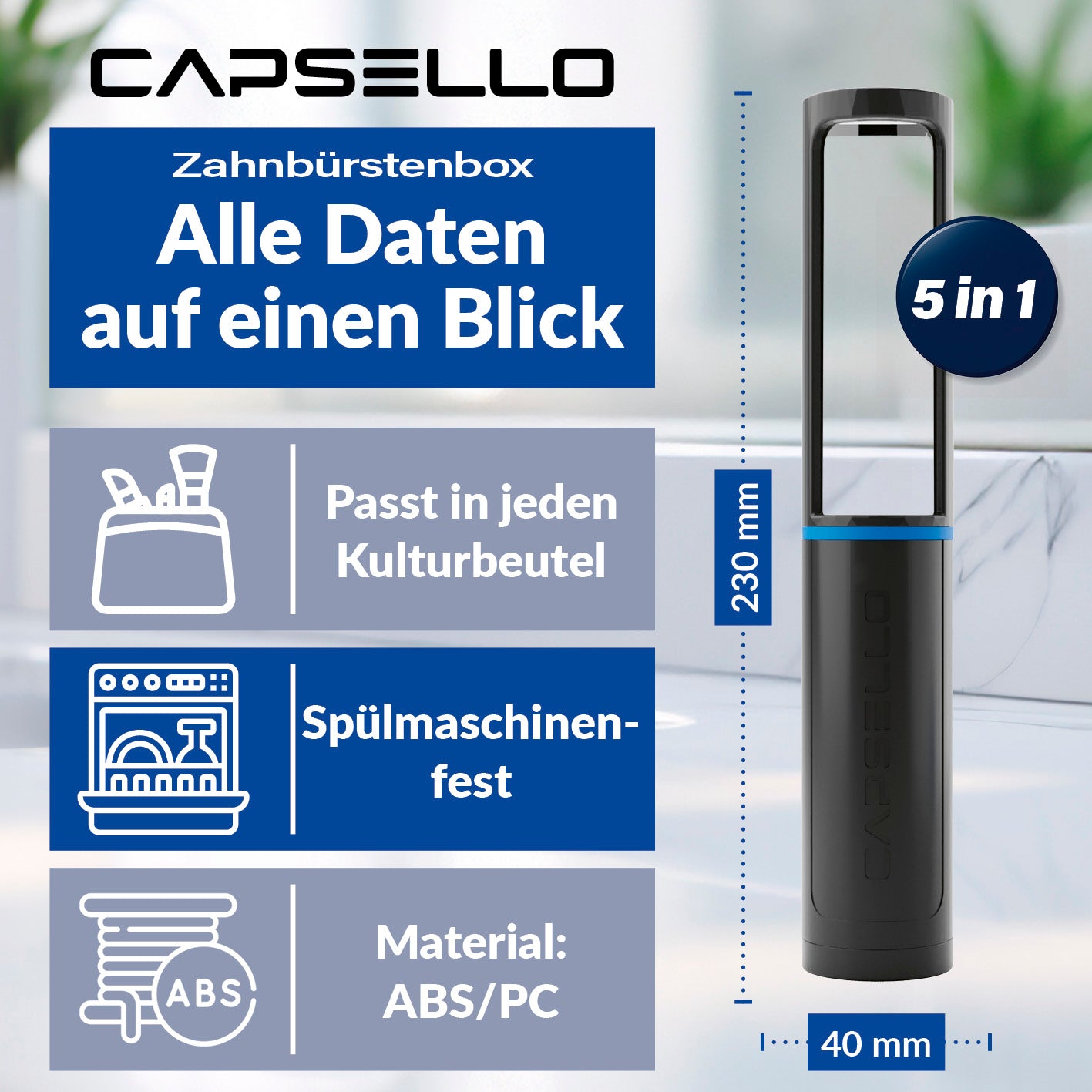 Capsello Zahnbürstenbox schwarz