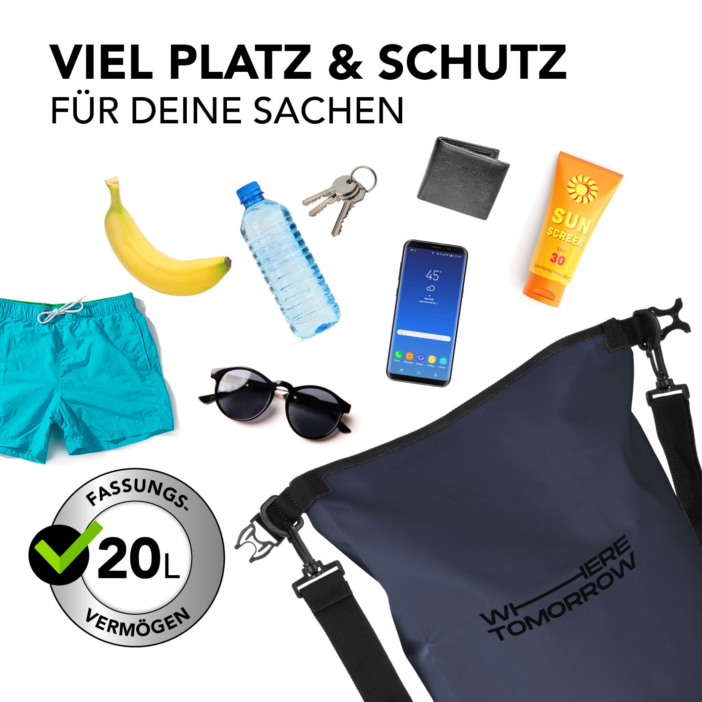Dry Bag 20L - Style 01 - Dunkelblau