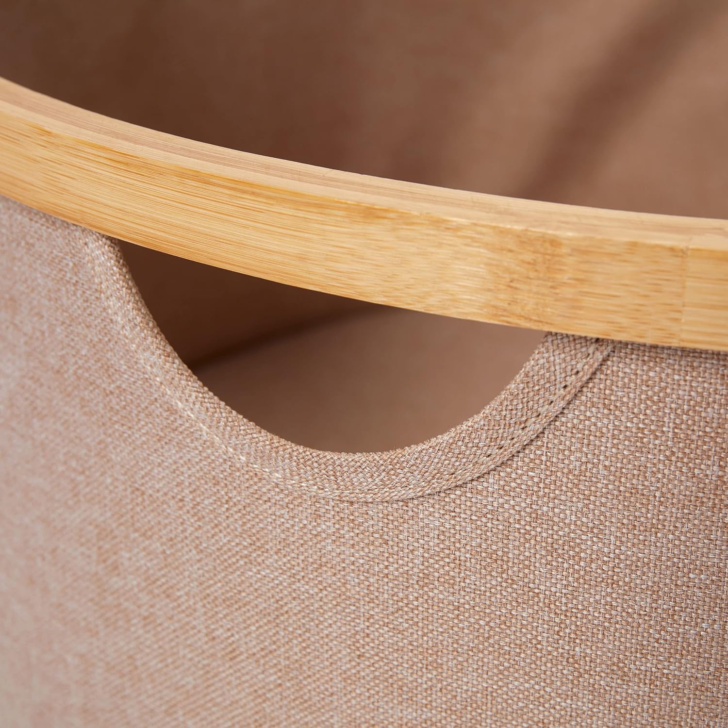 Bambus-Rahmen Aufbewahrungsbox rund - 3er-Set - Taupe mit stabilem Bambusrahmen und robustem, pflegeleichtem Taupe-Stoffbezug.