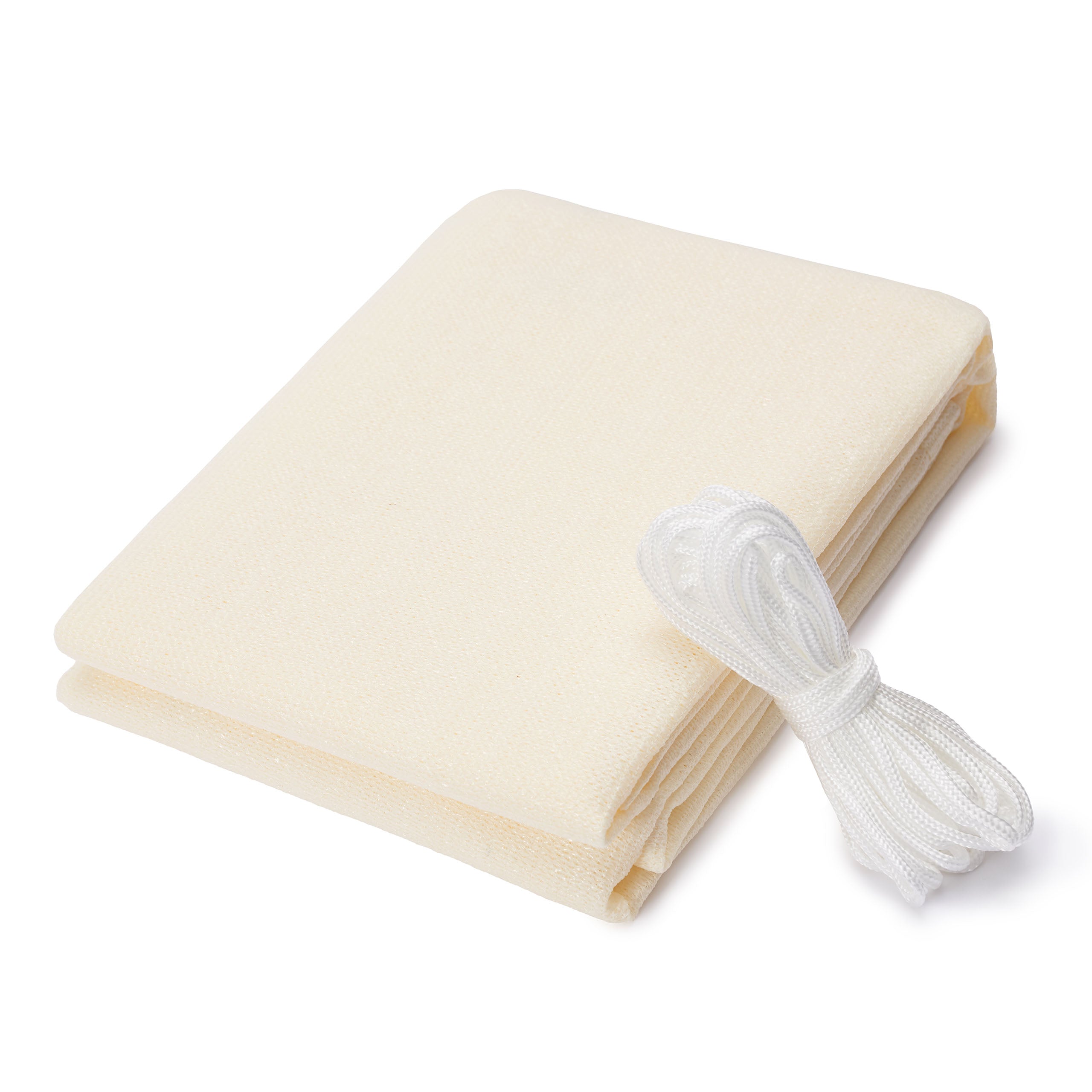 Balkonsichtschutz inkl. Befestigungsseil - 0,9 x 5 m - Creme aus reißfestem HDPE mit UV-Schutz und Montageschnur.